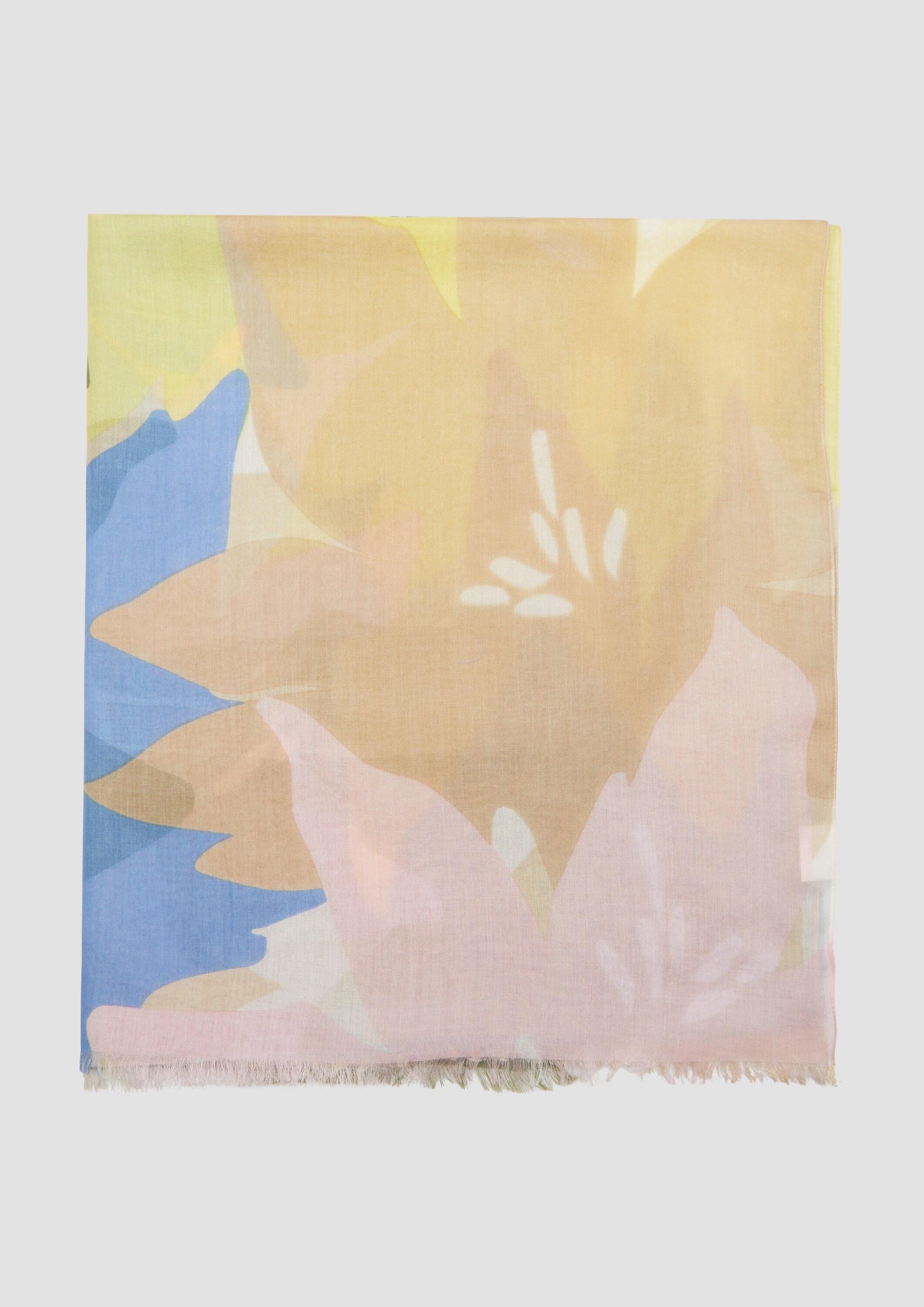 s.Oliver Schal Tuch, Floraler Schal aus Baumwoll-Modal-Mix