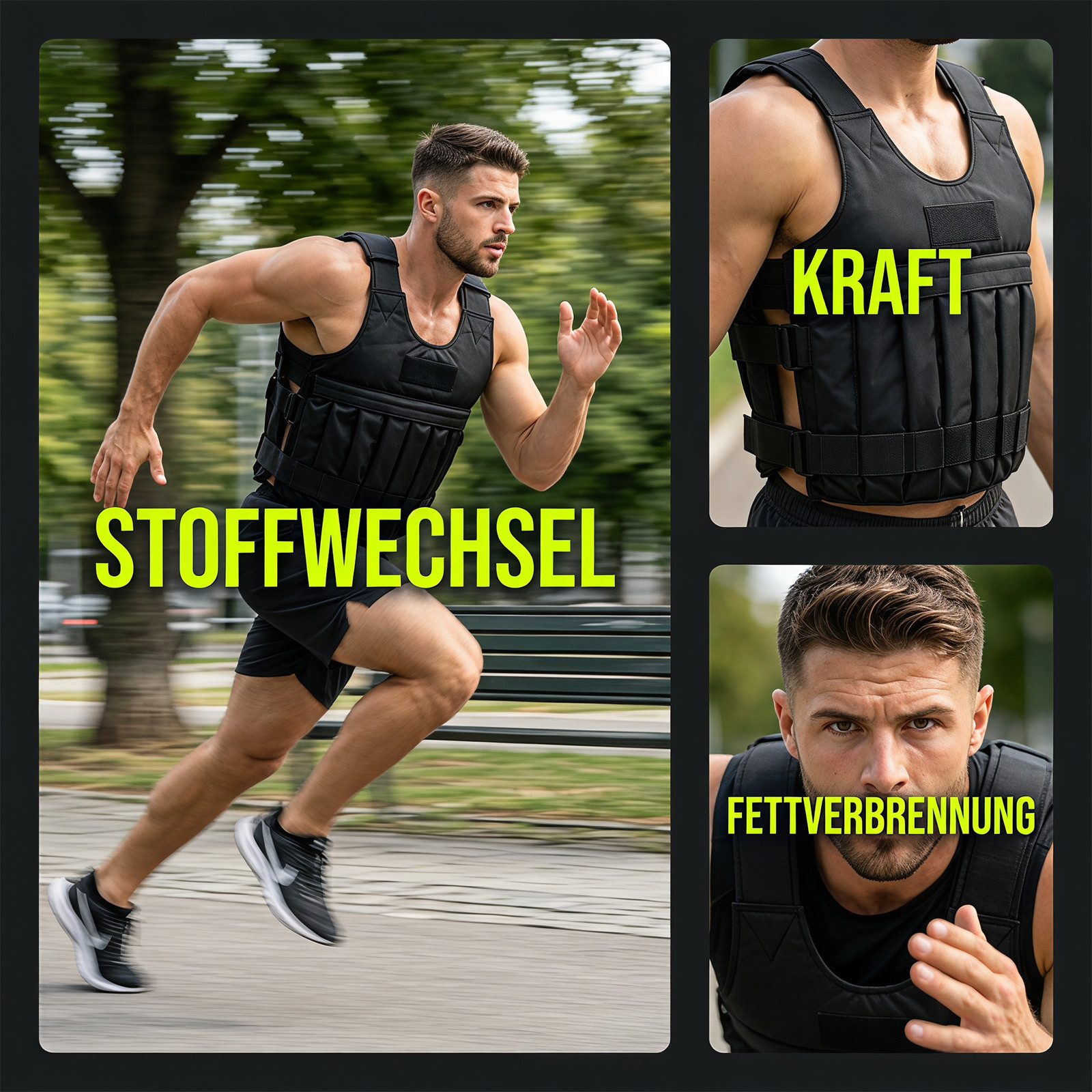 AKKEE Gewichtsweste Trainingsweste Verstellbar 0-20KG zum Muskelaufbau u. Krafttraining