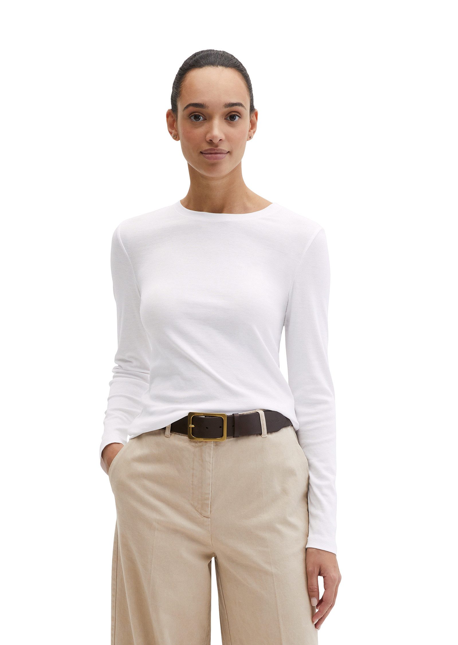 Marc O'Polo Langarmshirt aus Rippjersey günstig online kaufen