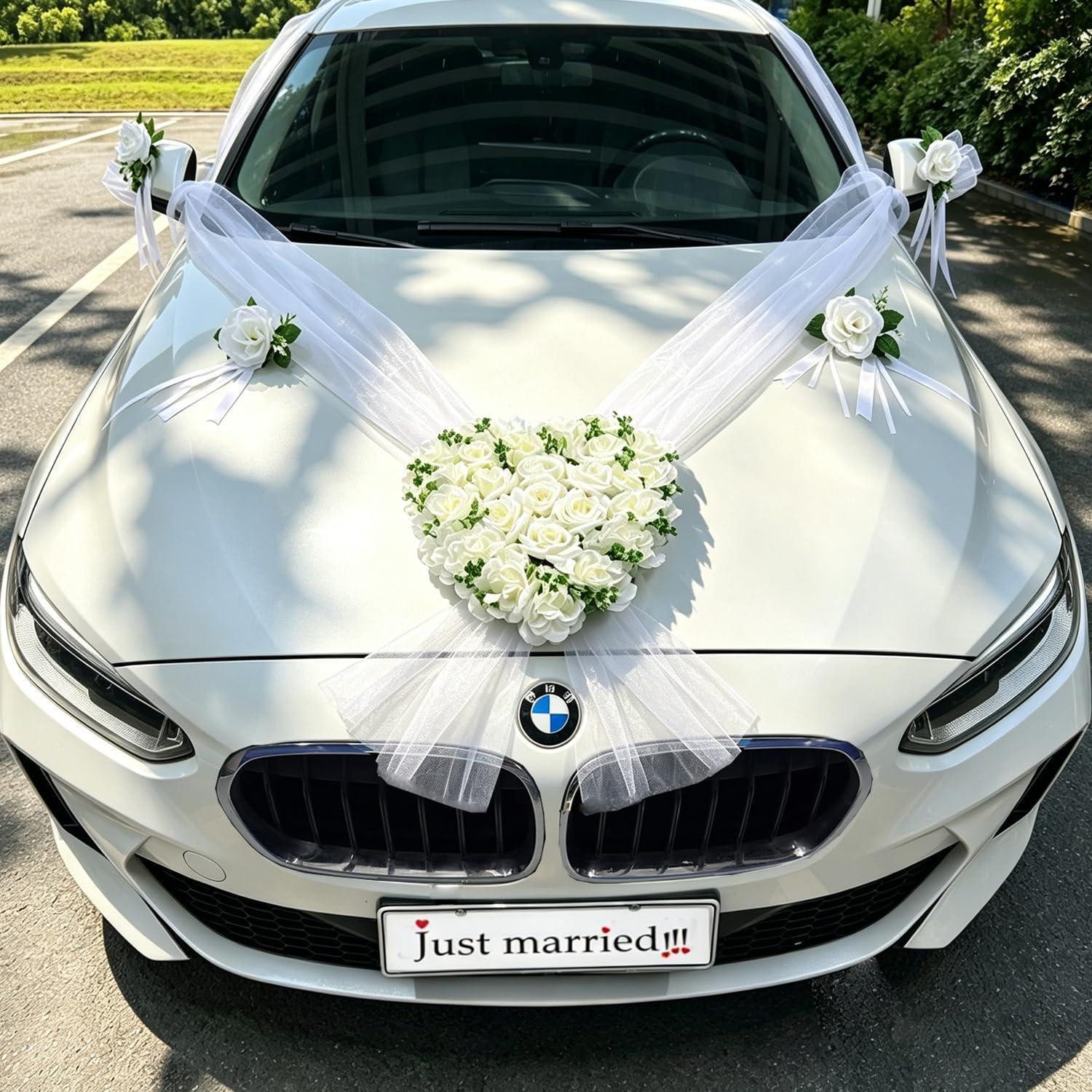 LuxusKollektion Girlande Autoschmuck Hochzeit Herzförmig, Seidenblumen Deko