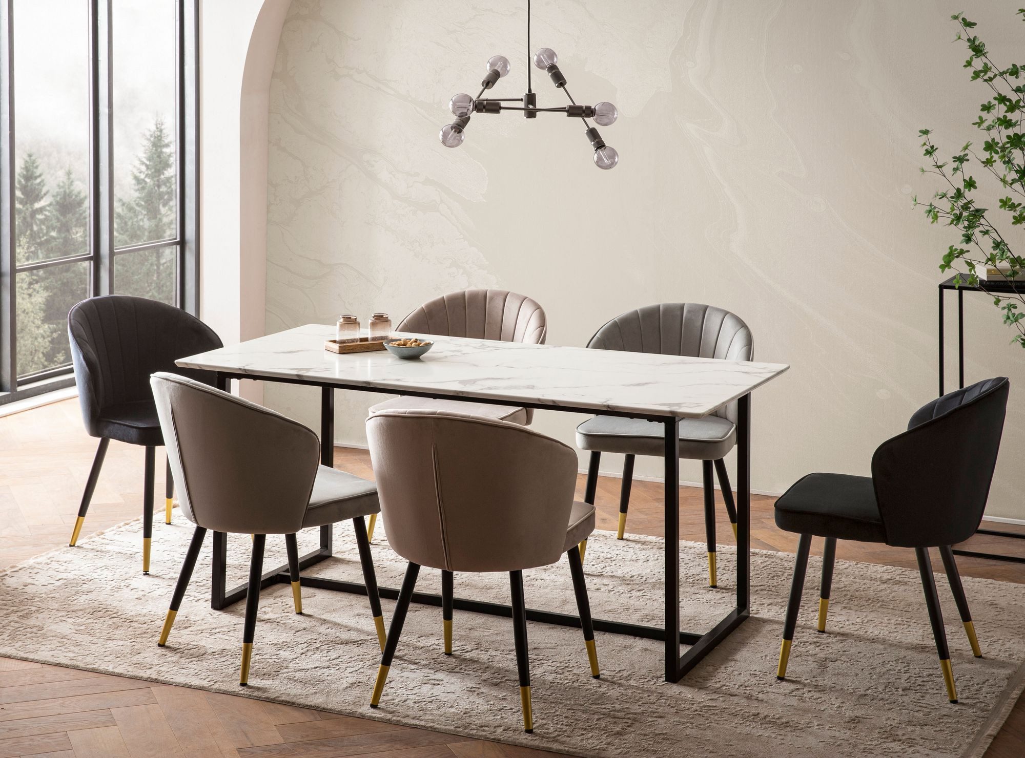 FINEBUY Esstisch FB60682 Esszimmertisch Marmor Optik Weiß Küchentisch Tisch günstig online kaufen