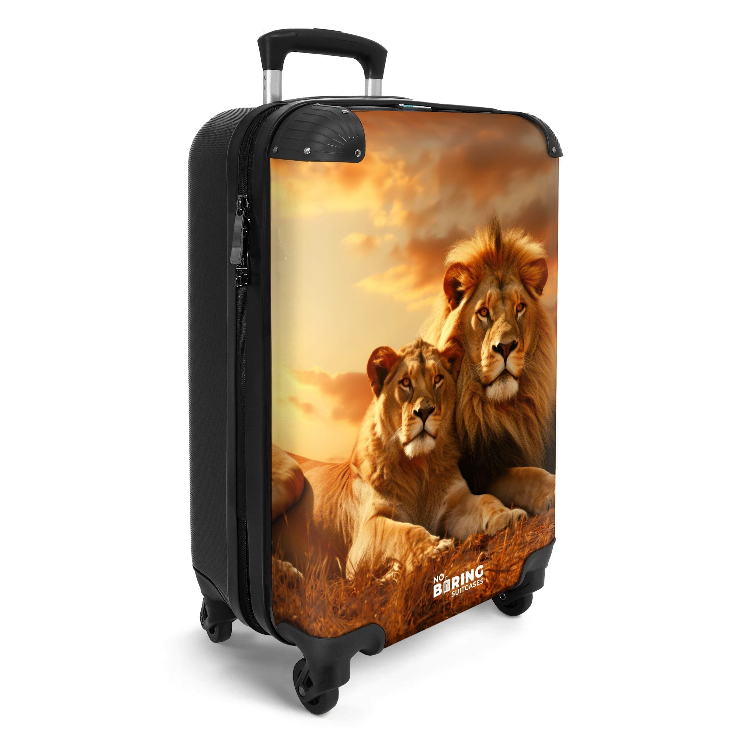NoBoringSuitcases.com© Hartschalen-Trolley Zwei braune Löwen 55x35x20cm, günstig online kaufen