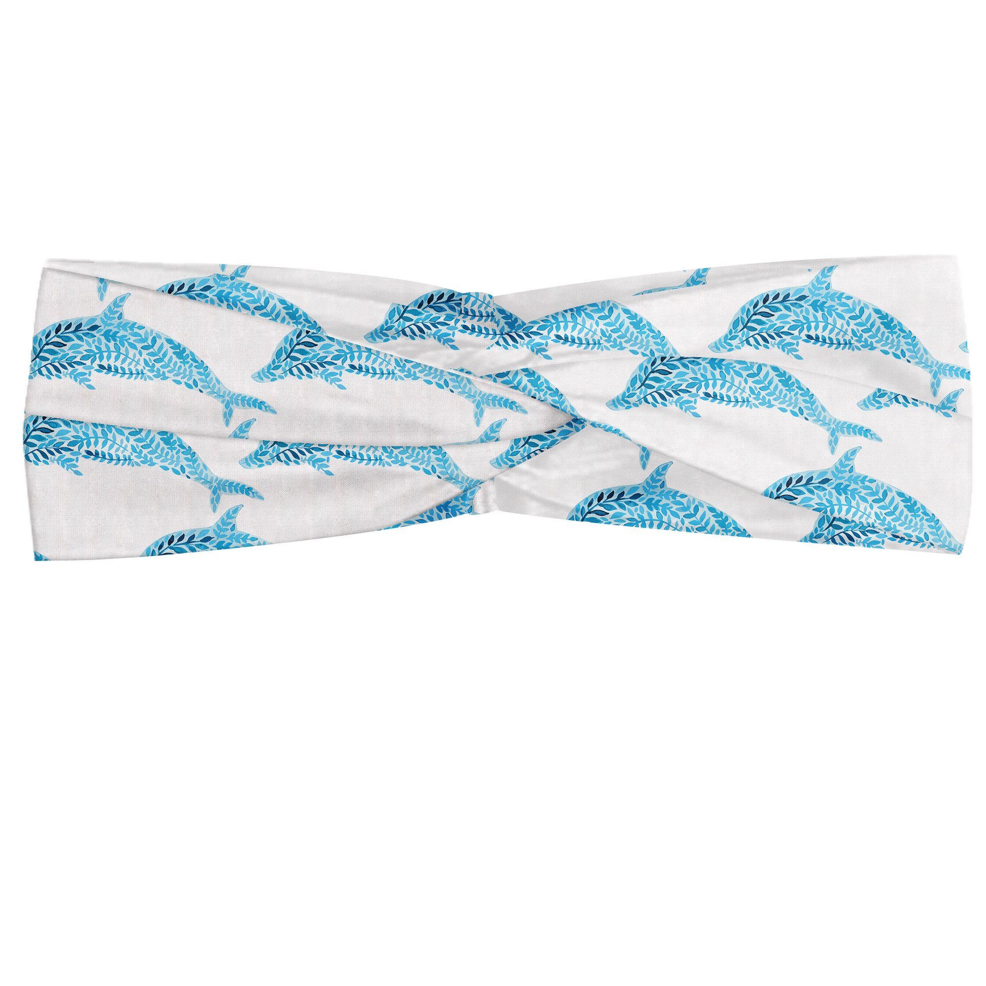 Abakuhaus Stirnband Elastisch und Angenehme alltags accessories Meer Aqua Dolphins Leaves