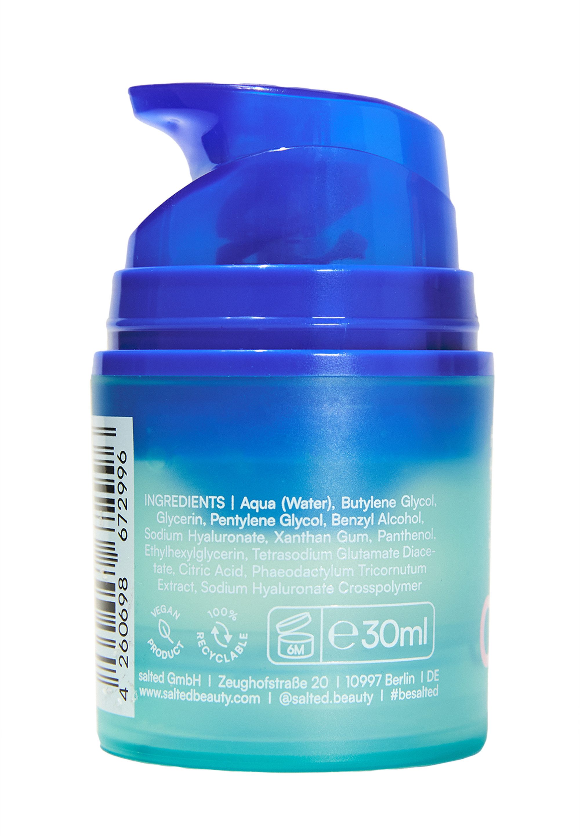 salted. Hyaluron Serum Aufpolsterndes Hyaluron Gel Hyper Hydration, Leichtes Hydration-Gel mit 4-fach-Hyaluronsäure und SeaSync