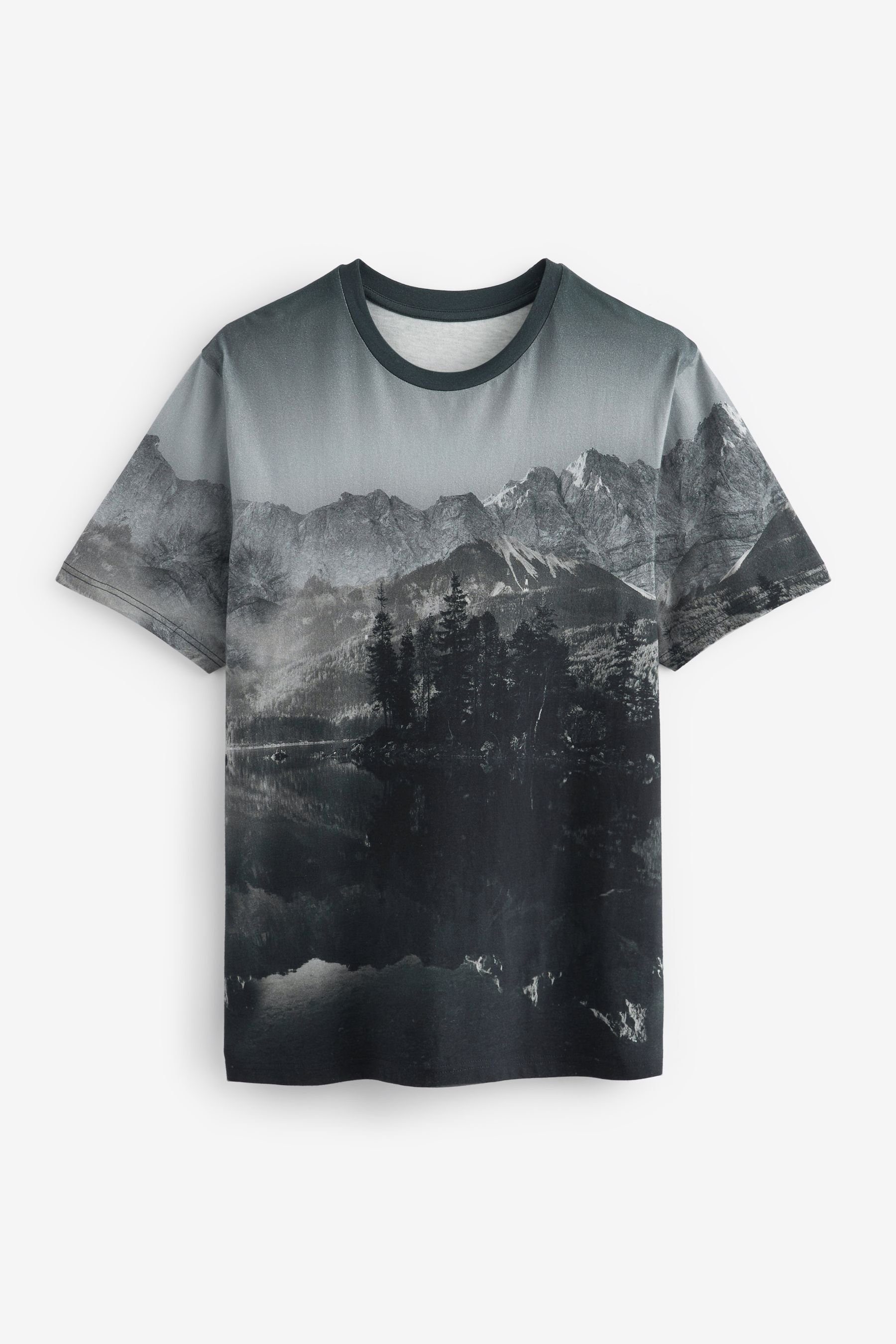 Next Print-Shirt Gemustertes T-Shirt (1-tlg) Monochrome Forest