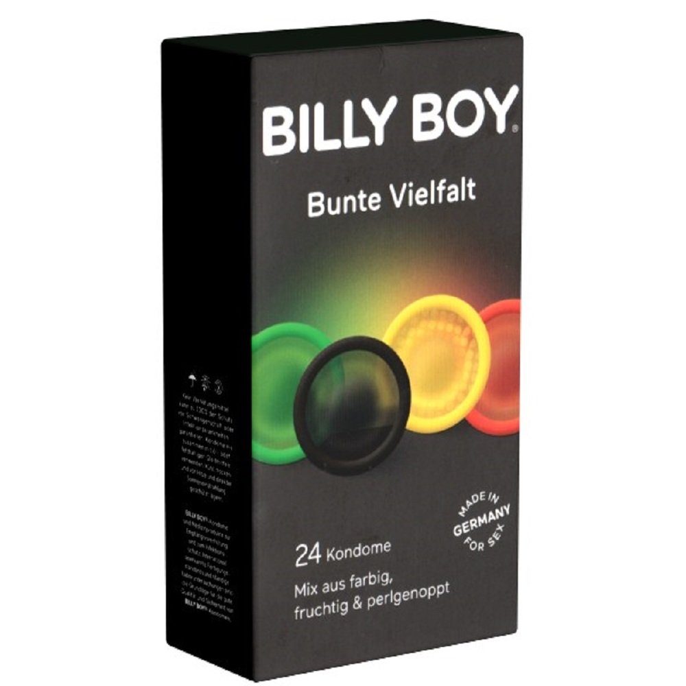 Billy Boy Kondome Bunte Vielfalt (Kondom Sortiment) verschiedene Sorten, Packung mit, 24 St., Kondome mit Gleitfilm, bunt gemischte Kondome