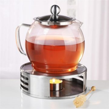 Bambelaa! Teekanne Teekanne mit Stövchen Glas Set Tee Glaskanne Teebereiter ca.1,2 Liter, 1.2 l