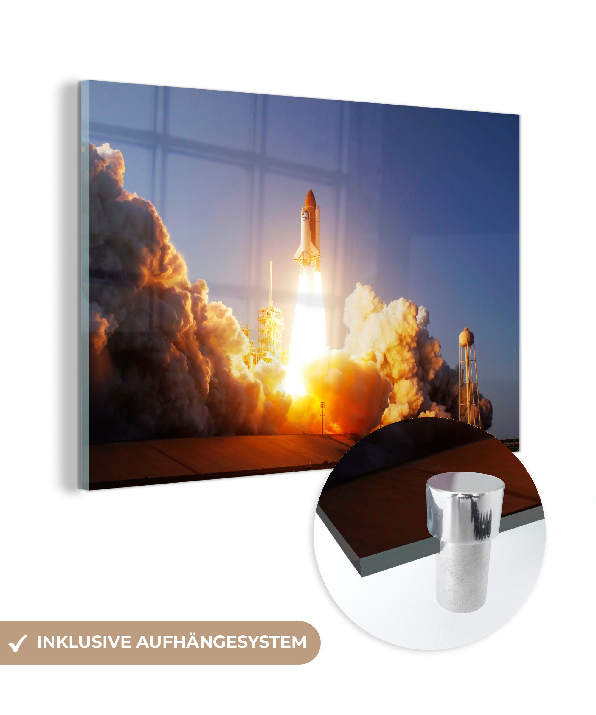 Space - Schlafzimmer Acrylglasbilder (1 Shuttle MuchoWow & Rakete St), - Acrylglasbild NASA, Wohnzimmer