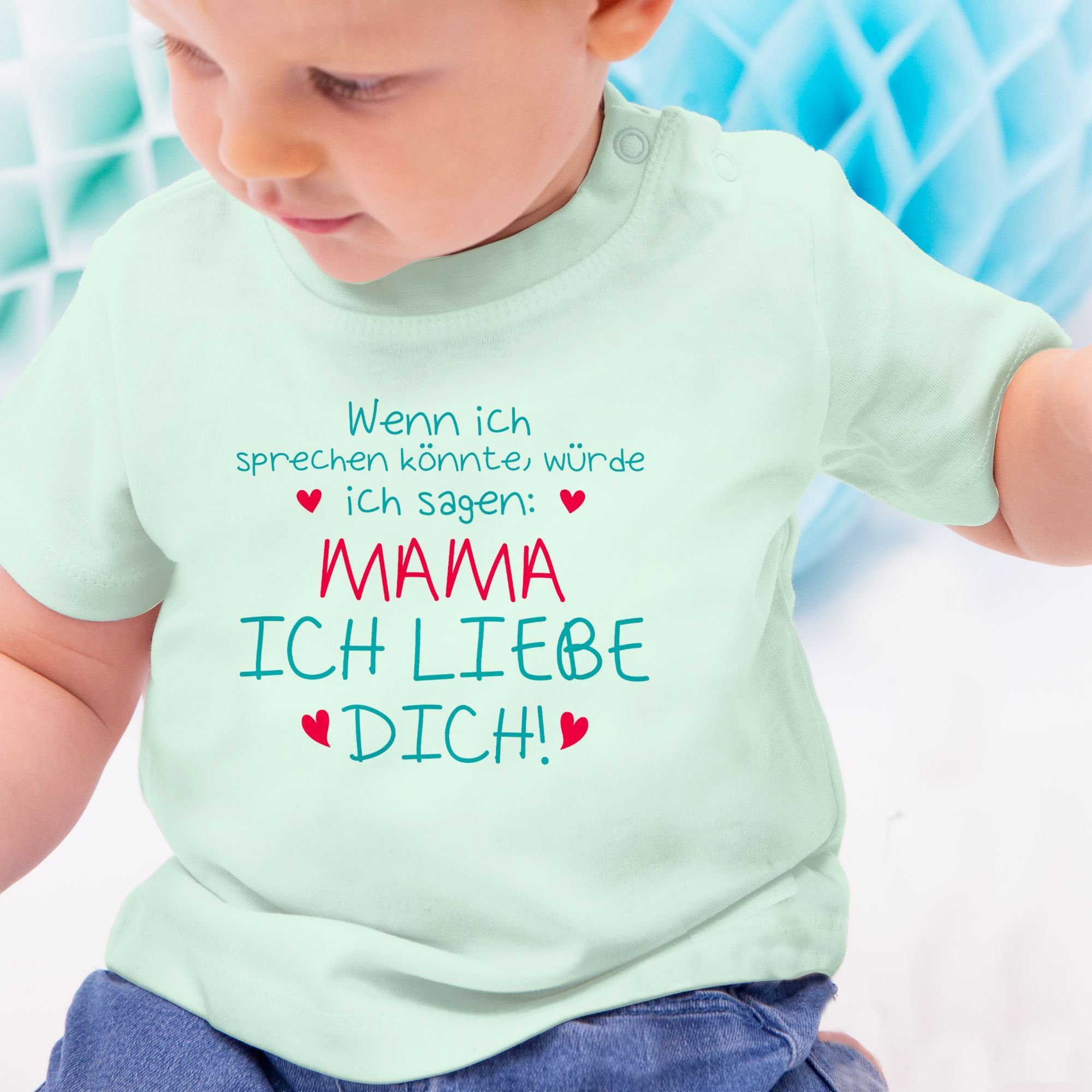 Mama liebe dich T-Shirt 1 Shirtracer Mintgrün Muttertagsgeschenk ich