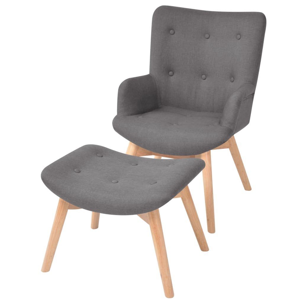 vidaXL Sessel Sessel mit Fußhocker Grau Stoff (1-St)