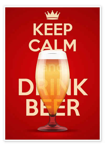 Posterlounge Poster Editors Choice, Bleib ruhig und trink Bier, Bar Illustration