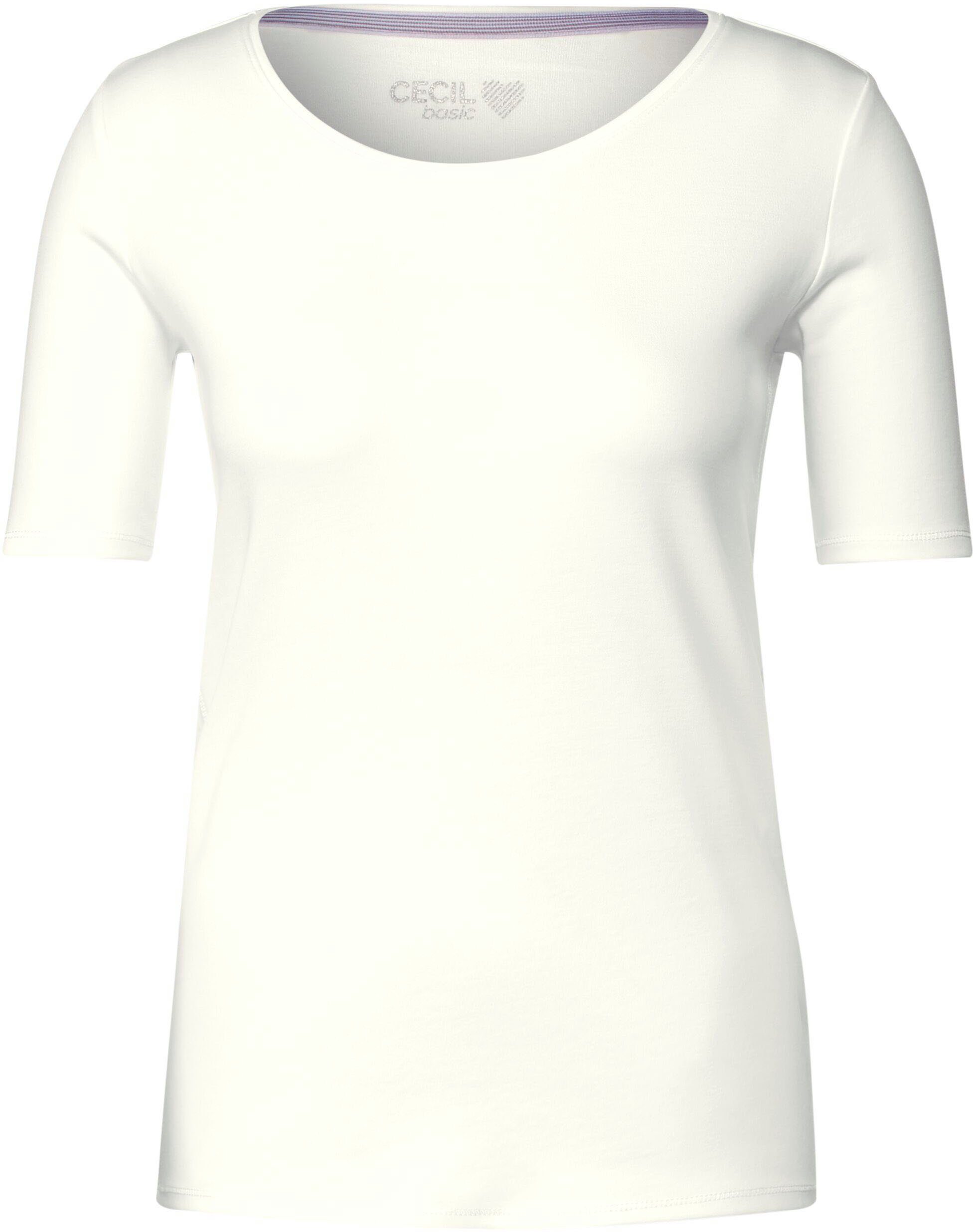 Cecil vanilla T-Shirt white Rundhalsausschnitt mit