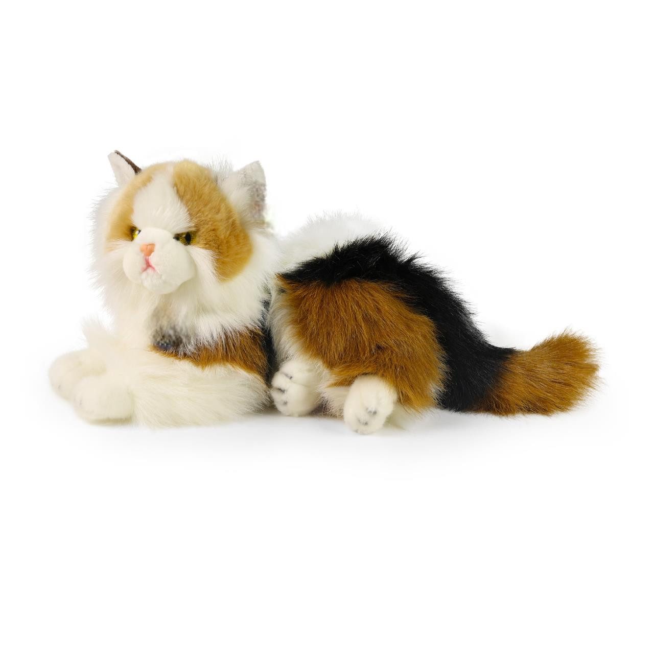 Teddys Rothenburg Kuscheltier Katze dreifarbig liegend 30 cm Plüschkatze