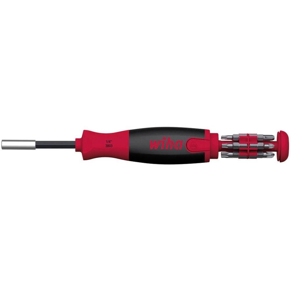 Wiha Bit-Schraubendreher Magazin-Bithalter LiftUp 25, magnetisch 1/4″ 38600, Mehrkomponentengriff, inkl. Bit-Magazin von Wiha