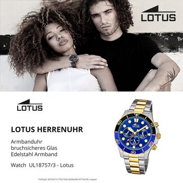 Lotus Quarzuhr Lotus Herrenuhr Excellent Armbanduhr, (Analoguhr), Herren Armbanduhr rund, groß (ca. 45mm), Edelstahl, Luxus