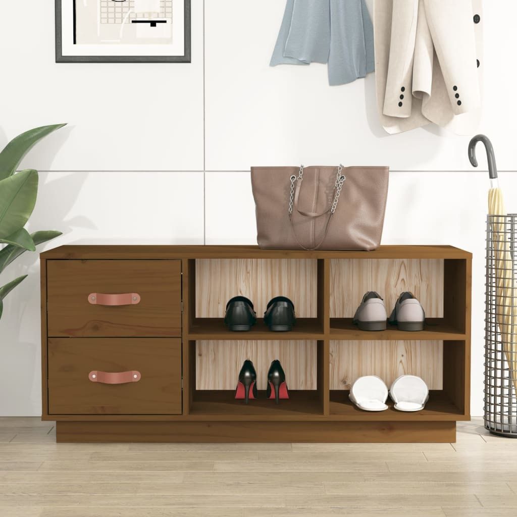 vidaXL Schuhschrank NA Schuhregal Schuhschrank Flurschrank Schuhbank Honigbraun 100x34x45