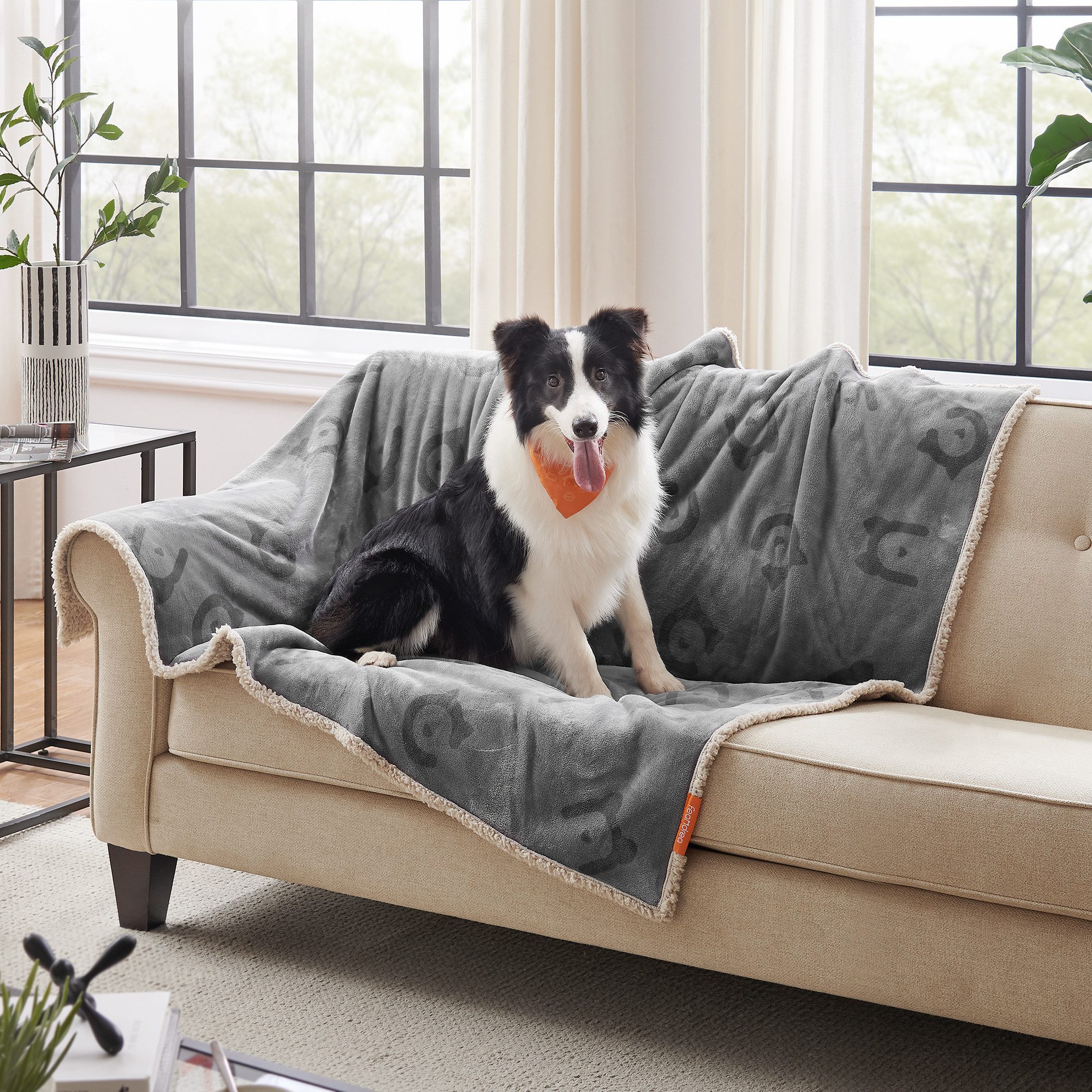 FEANDREA Tierdecke, Sherpa TPU-Folie Flanell, S-XXL wasserdicht für Haustier