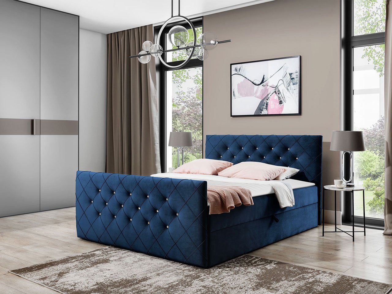 MIRJAN24 Boxspringbett Malaga (Polsterkopfteil, Fußteil, Matratze günstig online kaufen