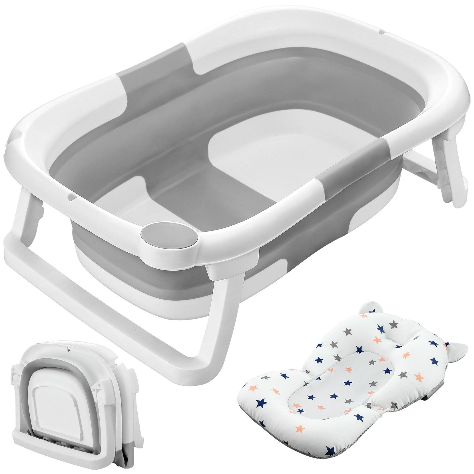 OUNUO Babybadewanne Faltbare Badewanne für Baby, Silikon für 0-2 Jahre, 60*40*23cm