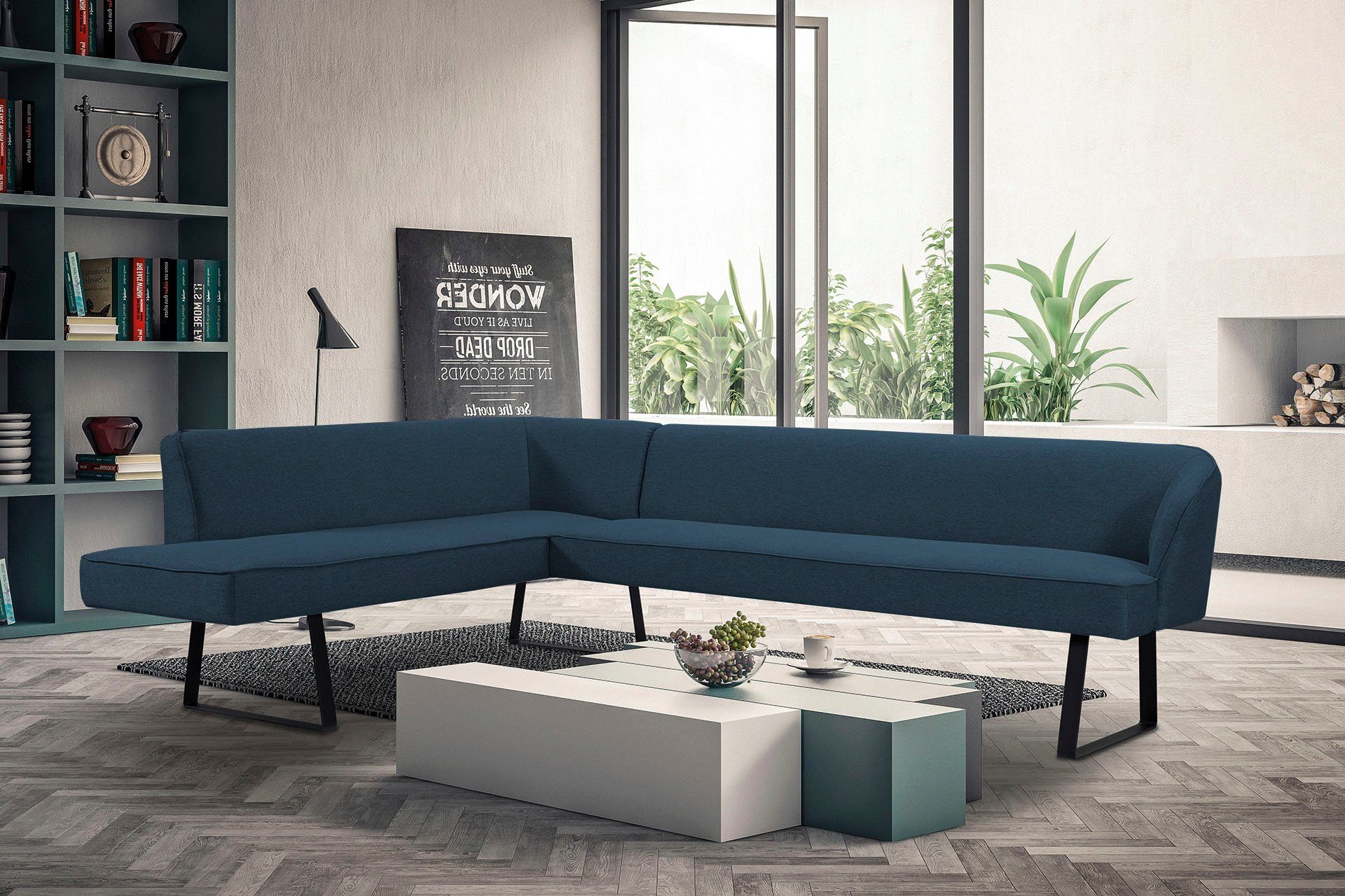 exxpo - sofa fashion Eckbank Americano, mit Keder und Metallfüßen, Bezug in verschiedenen Qualitäten