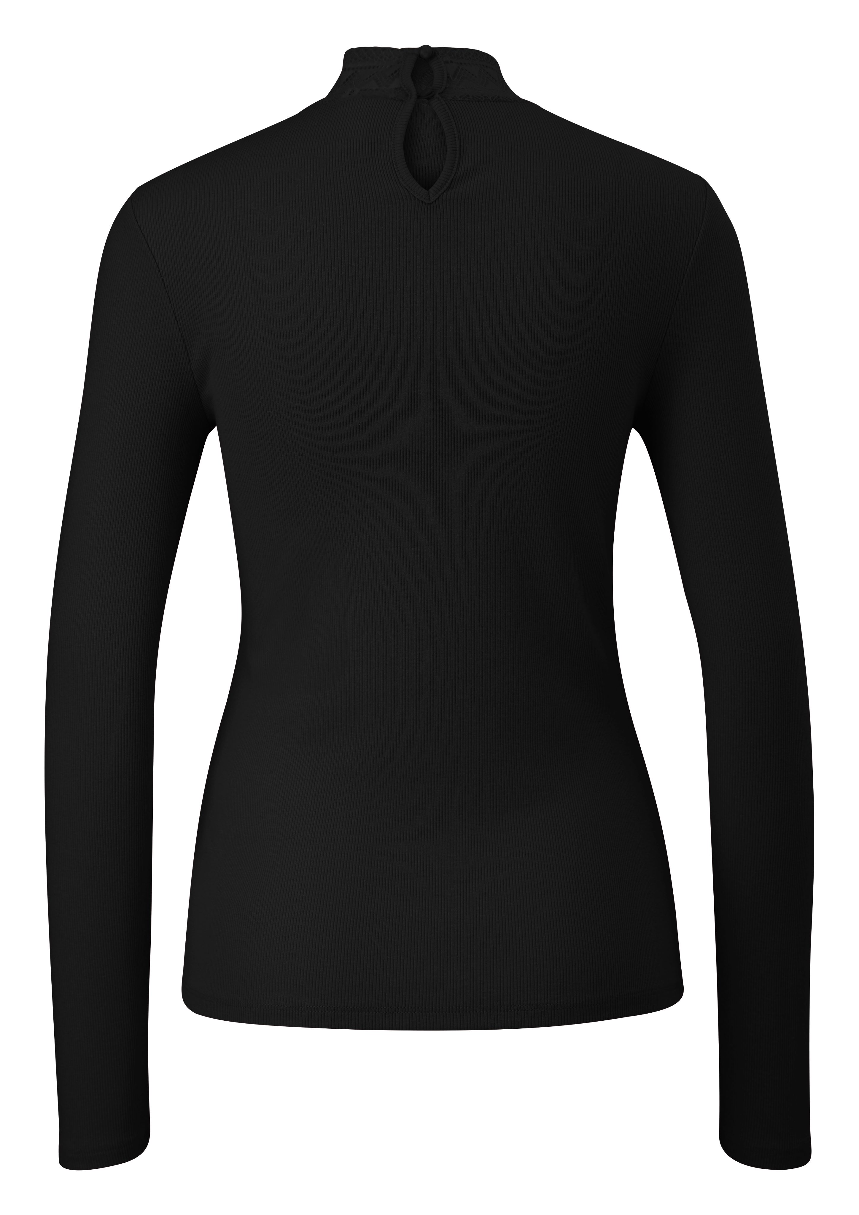QS Langarmshirt Rippshirt mit Spitzeneinsatz und günstig online kaufen
