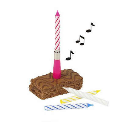PAPSTAR Geburtstagskerze Musikkerze 12 cm farbig sortiert "Happy Birthday" mit 3 Ersatzkerzen