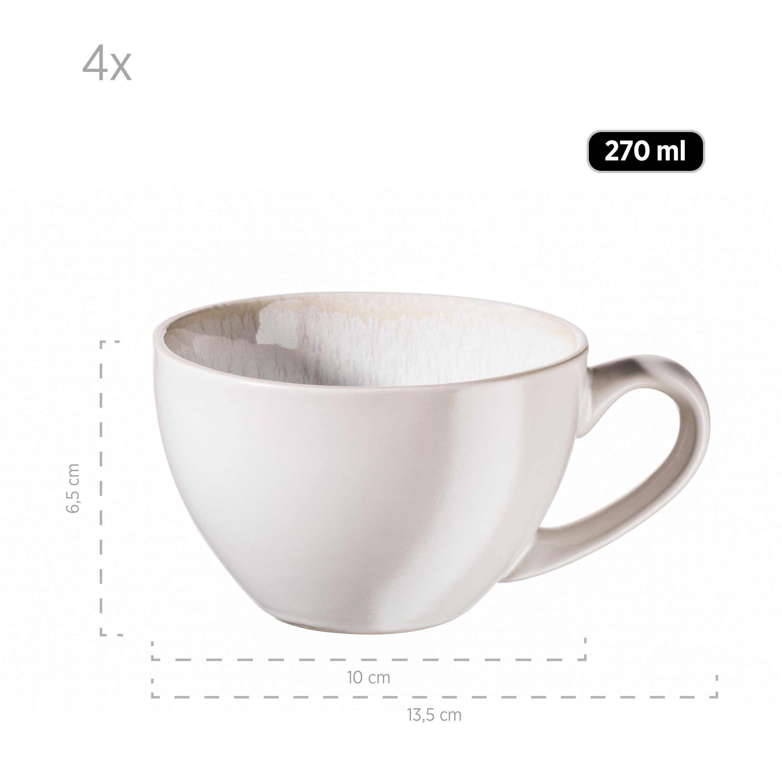 MÄSER Tasse Frozen, 8-tlg., Steinzeug