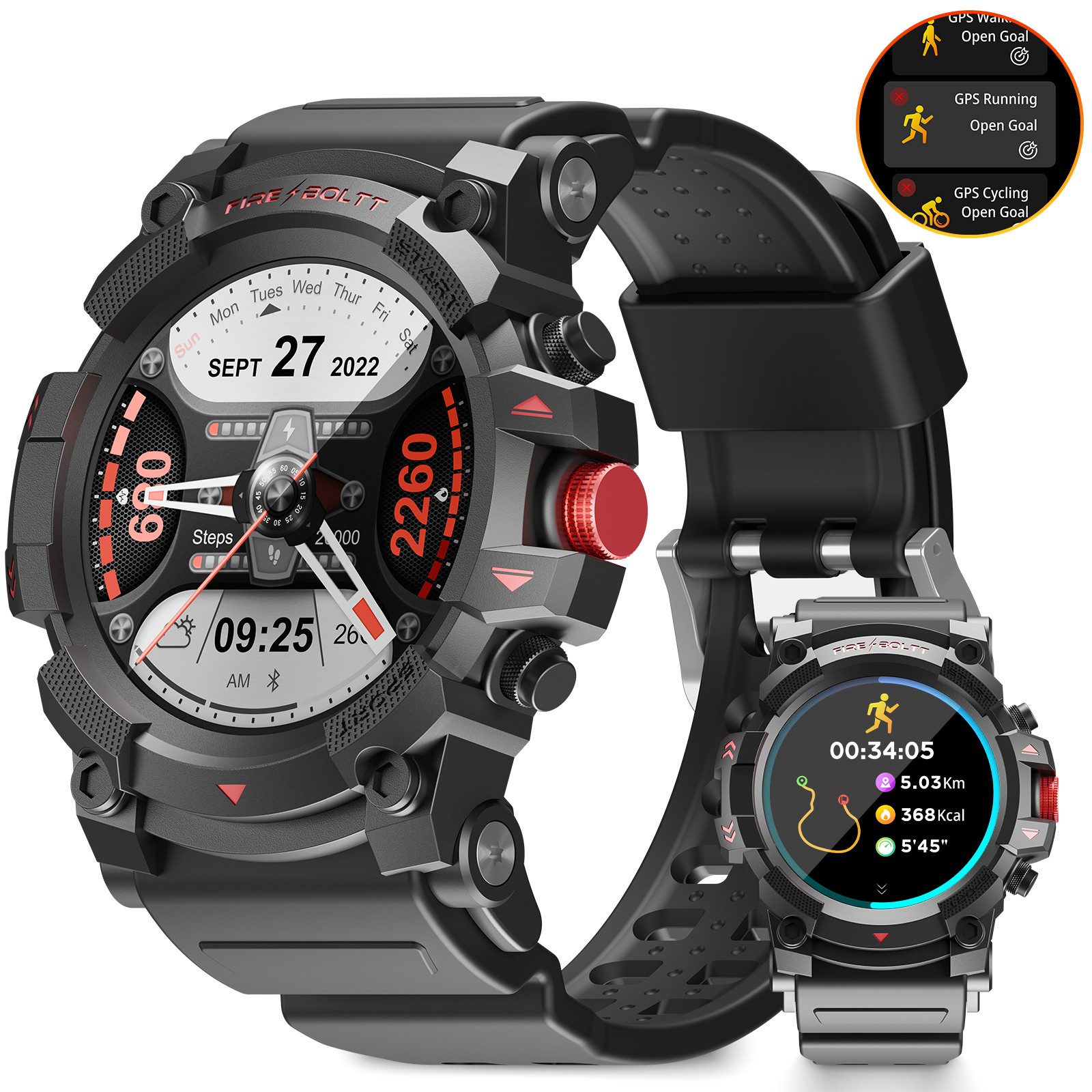 GPS Smartwatch Herren mit Telefonfunktion, 123+ Sportmodi Wasserdicht Smartwatch