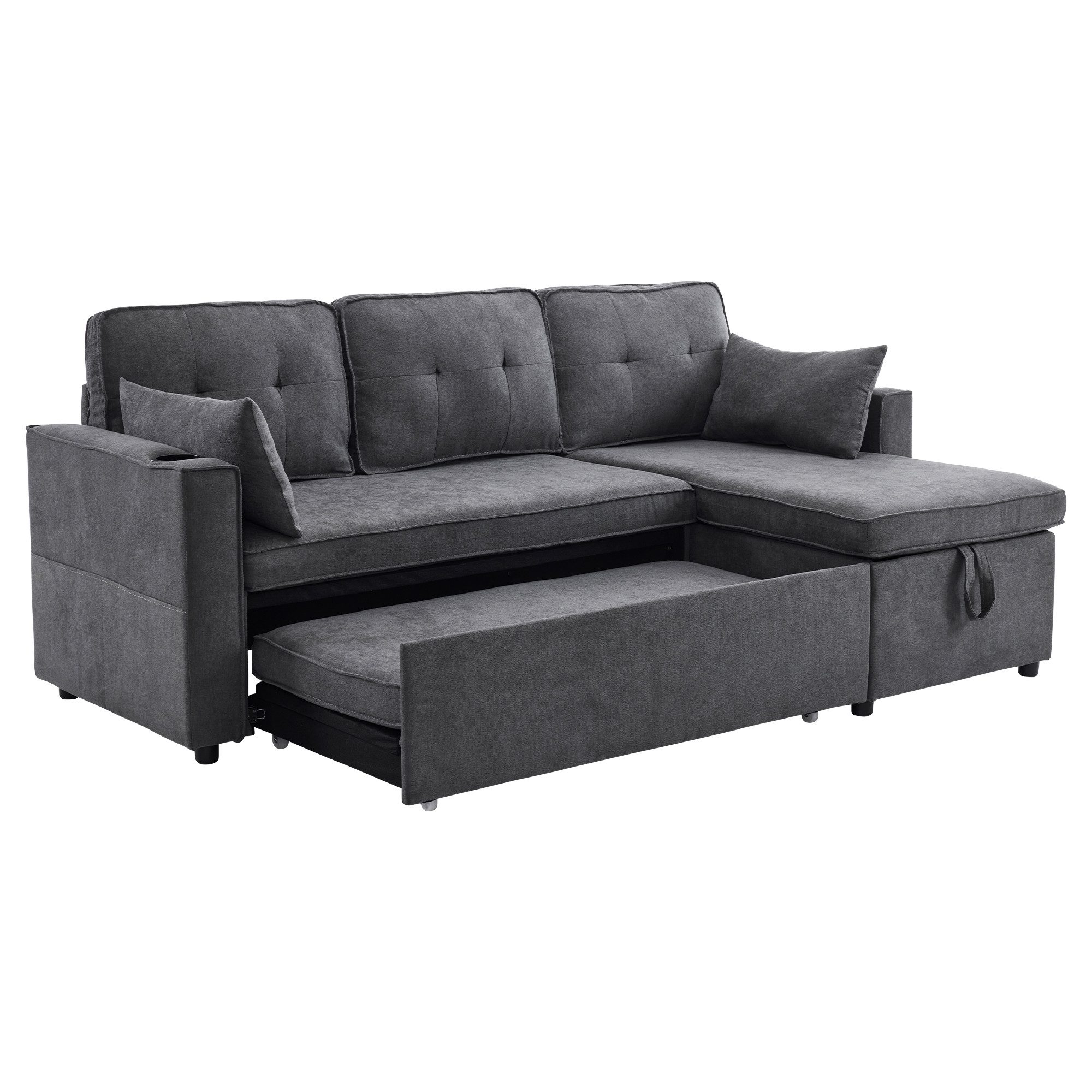 Merax Ecksofa L-Form, Loungesessel mit Schlaffunktion, günstig online kaufen