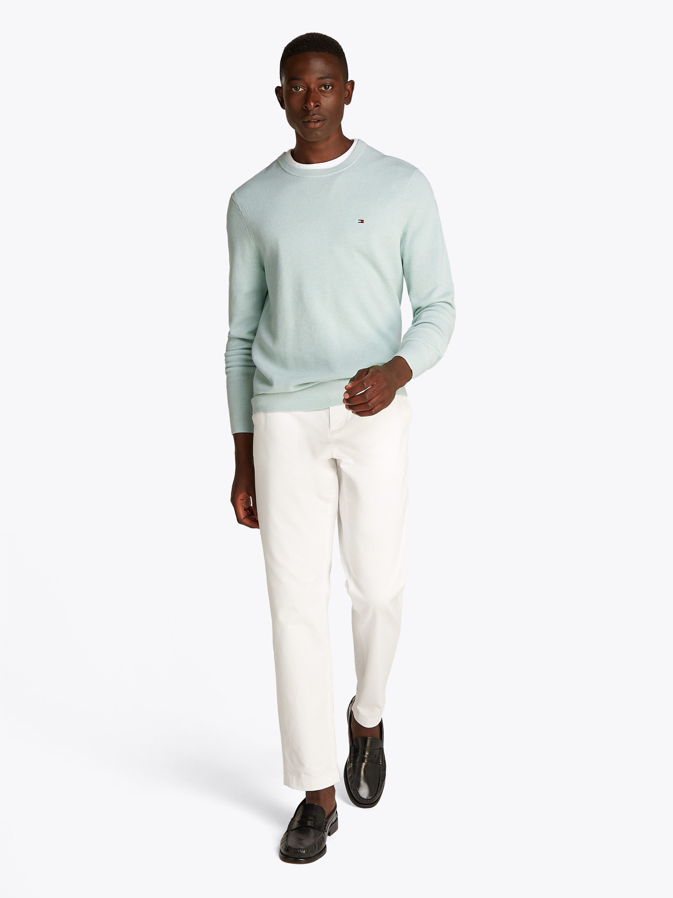 Tommy Hilfiger Rundhalspullover ESSENTIAL STRUCTURE CREW NECK mit Struktur und Label unifarben, casual, regular fit, Baumwolle, Rundhals