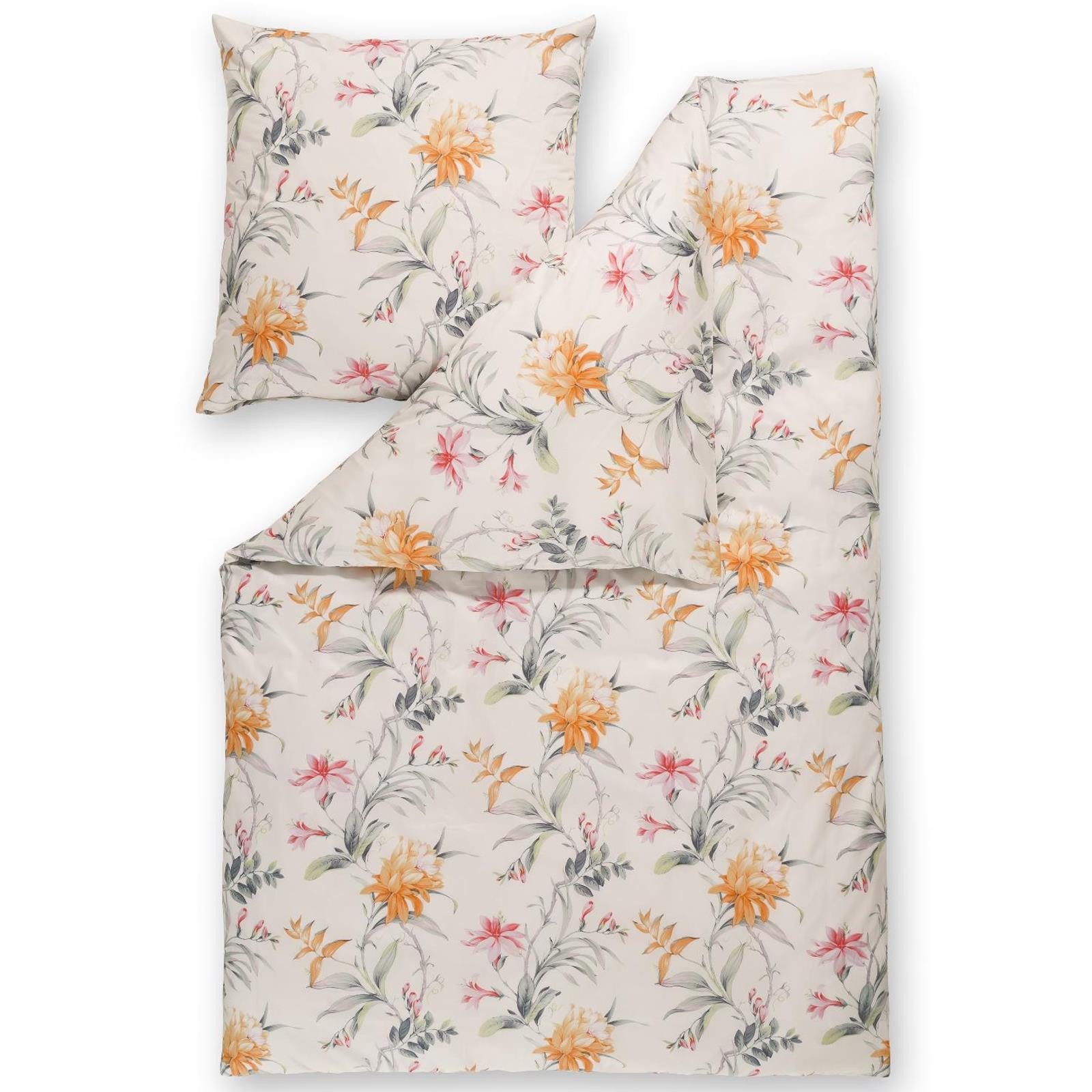 Estella Bettwäsche Estella Interlock Jersey Bettwäsche 6155-360 Blumen Orange 135x200, 2 teilig