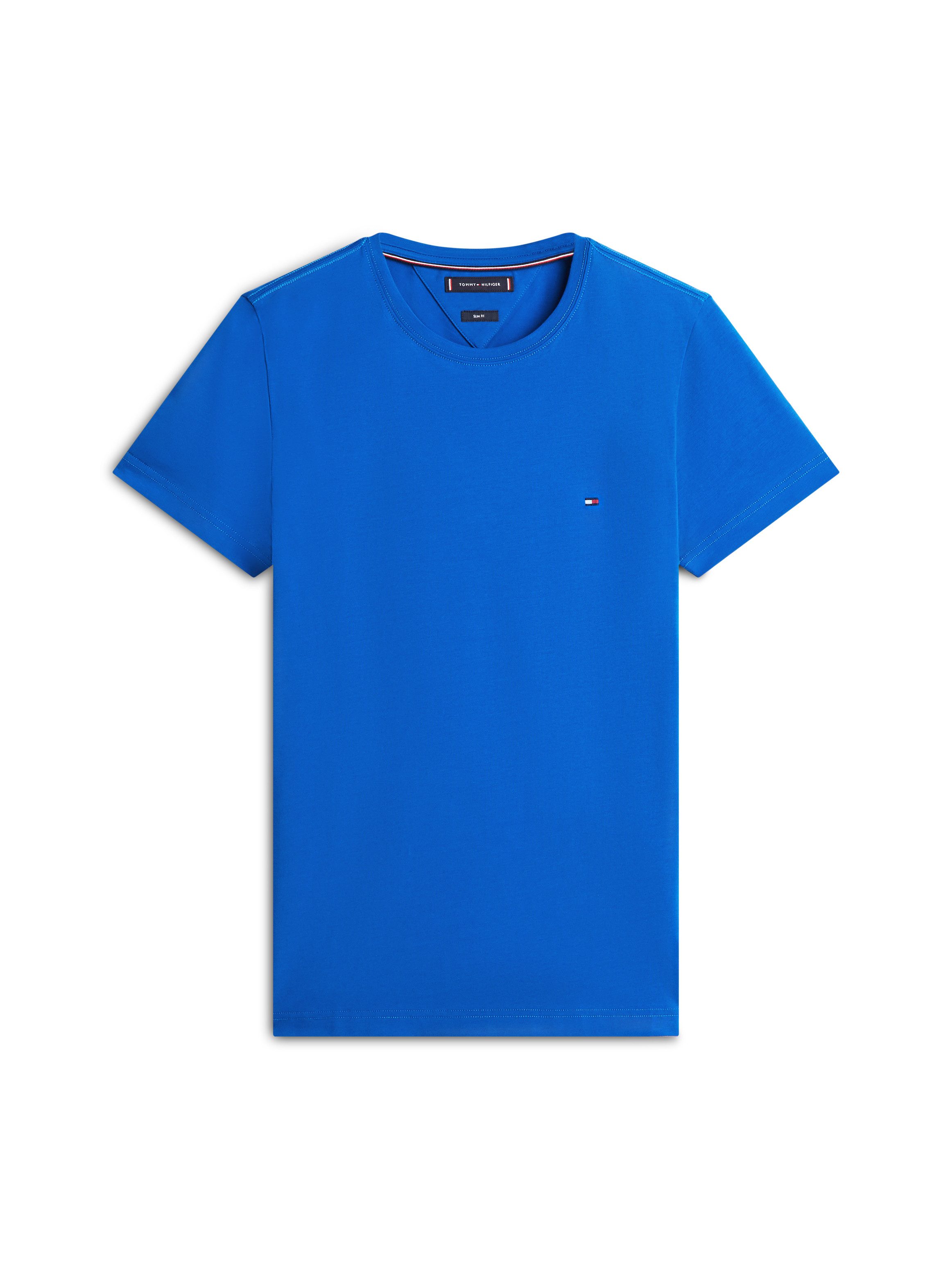 Tommy Hilfiger T-Shirt STRETCH SLIM FIT unifarben, casual, slim fit, Baumwollmix, Rundhals – Bild 4 von 5