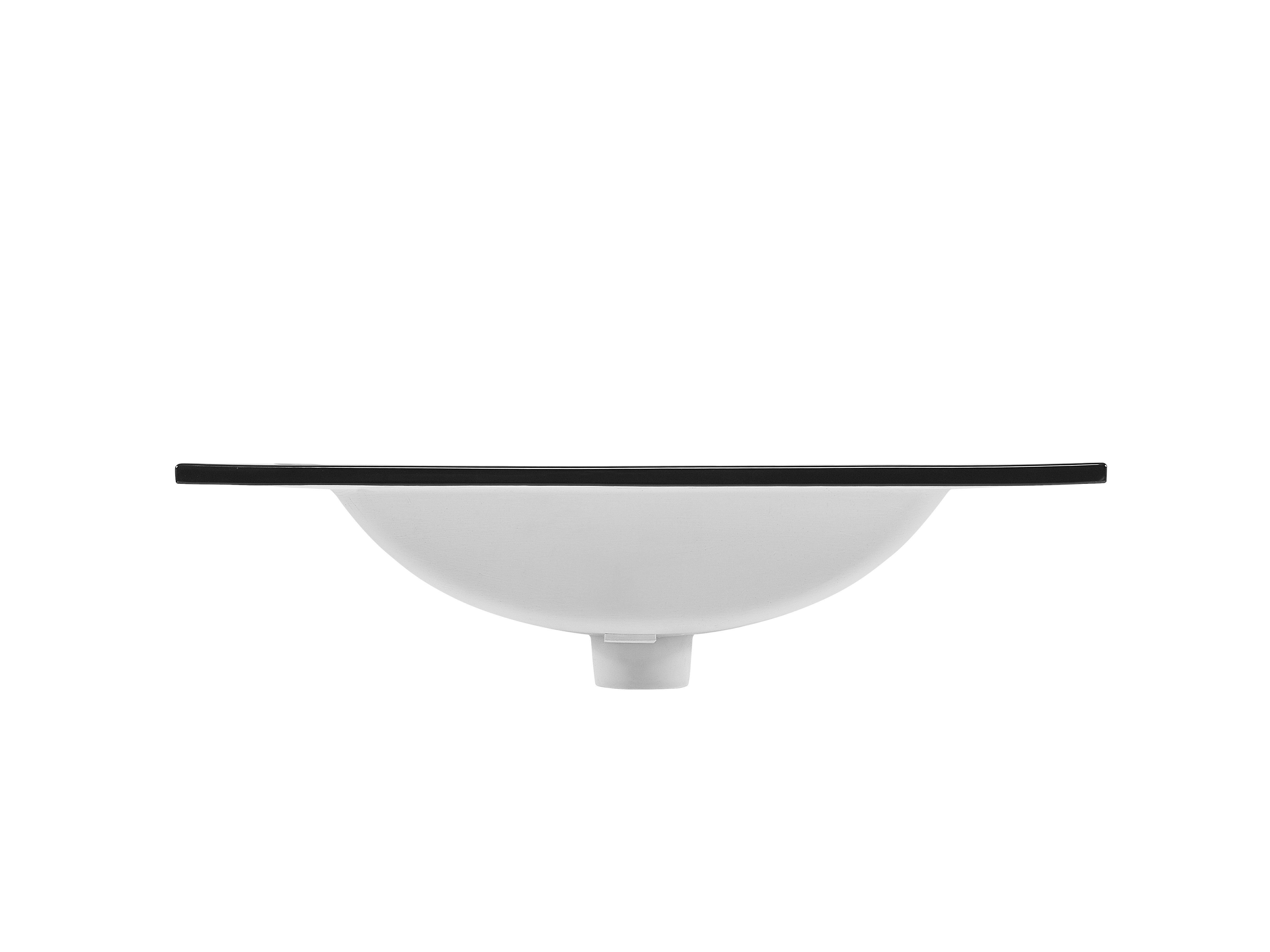 Xlmoebel Waschbecken Keramik Waschtisch Einbau mit schwarzer Designplatte, Made in Europa