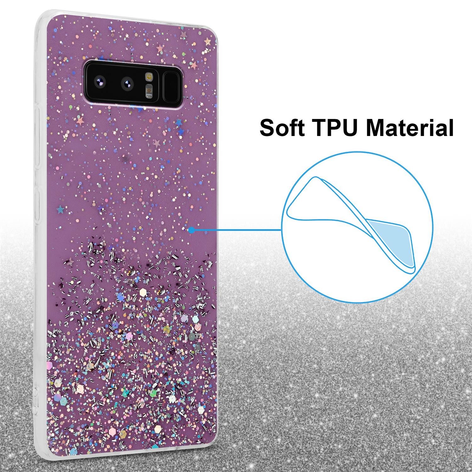 Cadorabo Handyhülle für Samsung Galaxy NOTE 8 Hülle Samsung Galaxy NOTE 8, Flexible TPU Silikon Handy Schutzhülle - Hülle - mit Glitzer