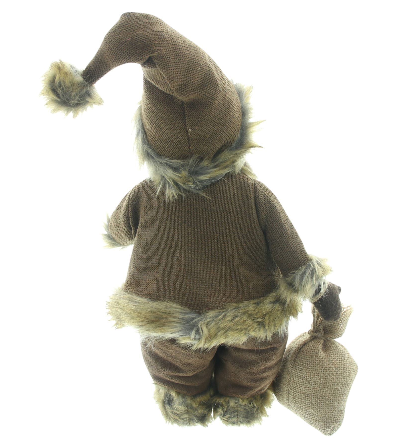 Dekoleidenschaft Weihnachtsmann "Braun" Weihnachtsmannfigur 54 cm hoch, Nikolaus, Santa Claus Figur, aus Kunstfell & Textil, Weihnachtsdeko