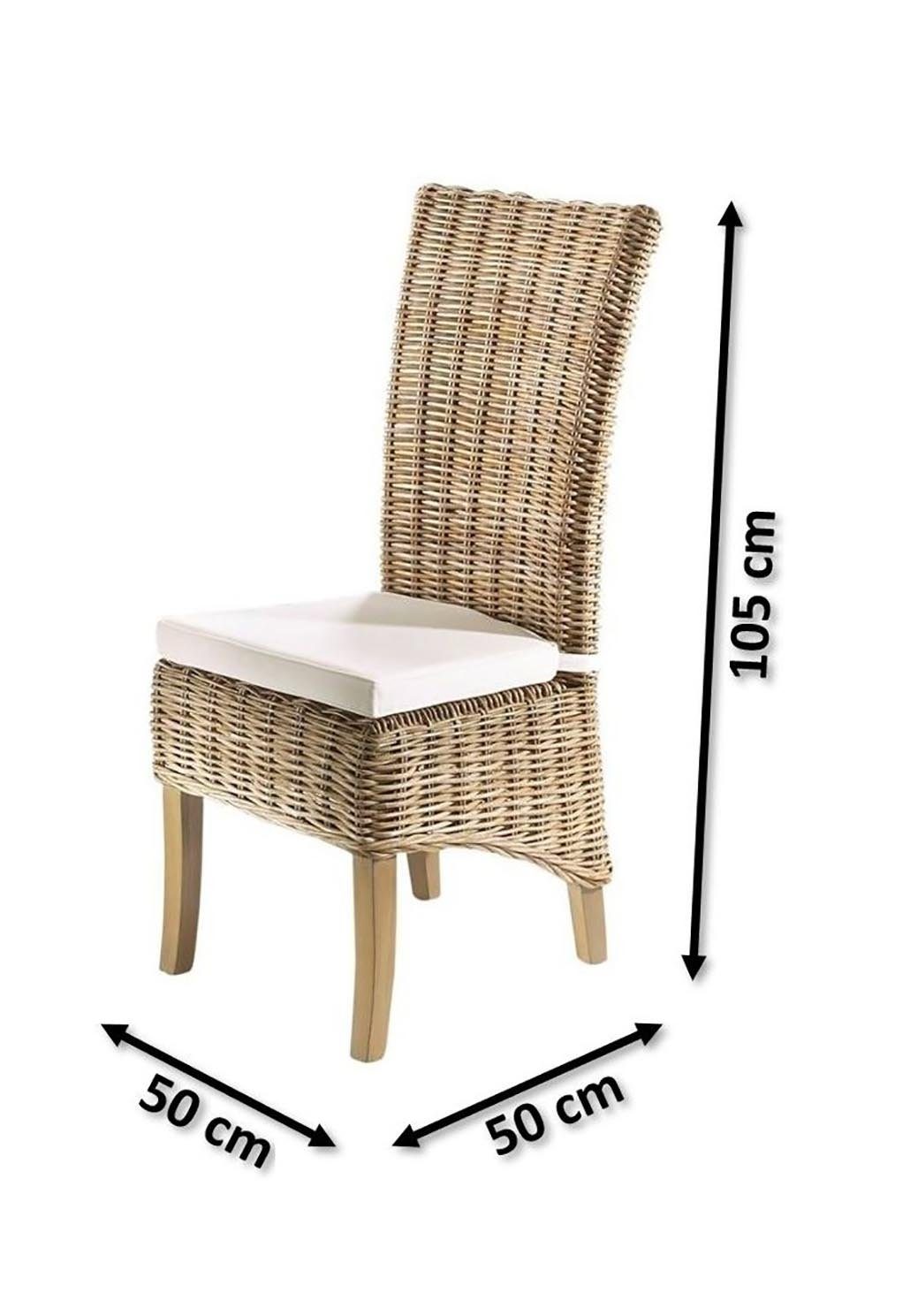 Kobolo Rattanstuhl NEWPORT Stuhl Hochlehner Rattan grau mit Kissen (kubu gr günstig online kaufen