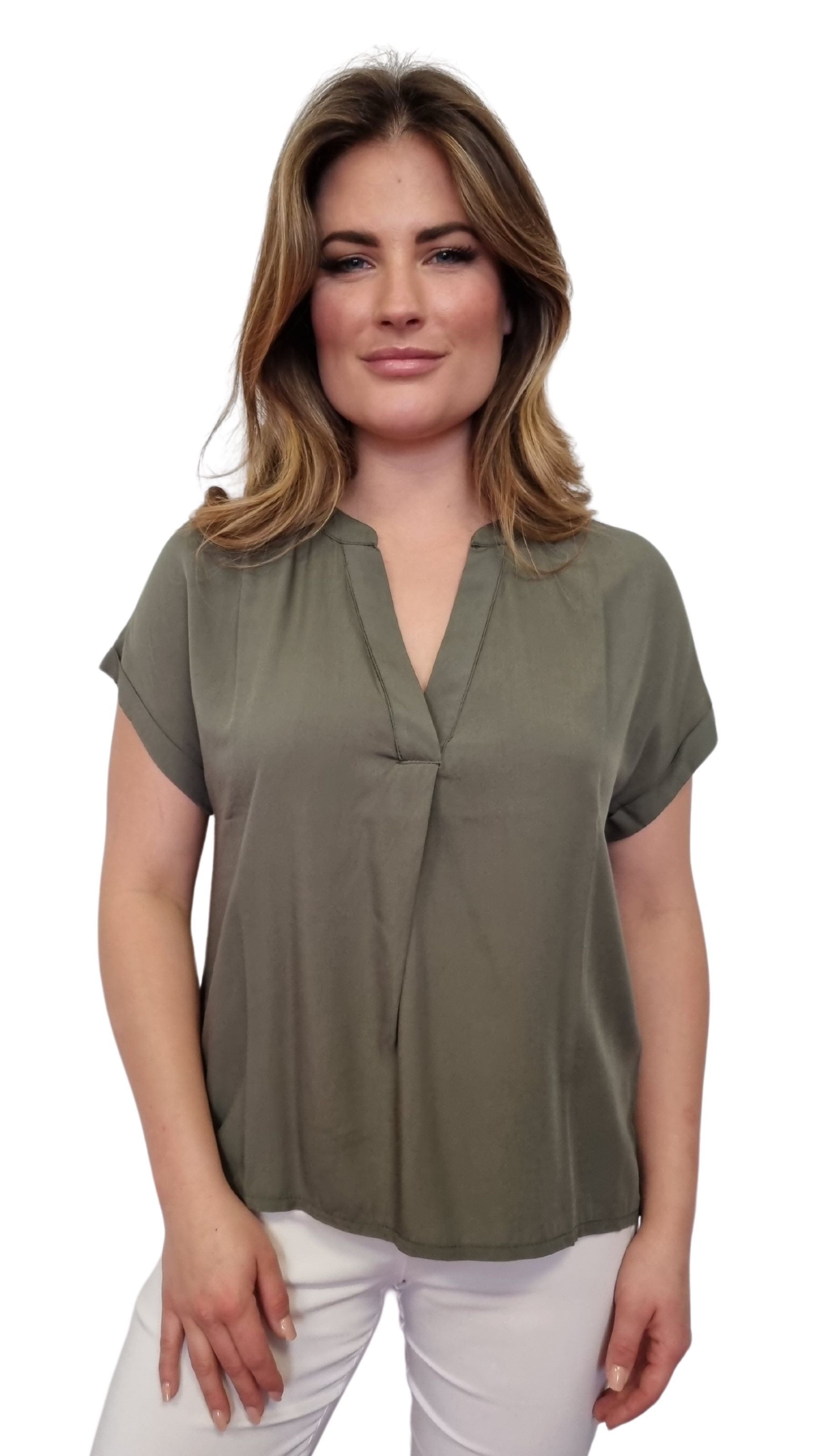 Estefania for woman Blusenshirt aus Viskose mit V-Ausschnitt günstig online kaufen