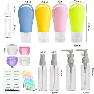 NUODWELL Make-Up Organizer 21 Stück Silikon Reiseflaschen Set, Für Reisen und Ausflüge