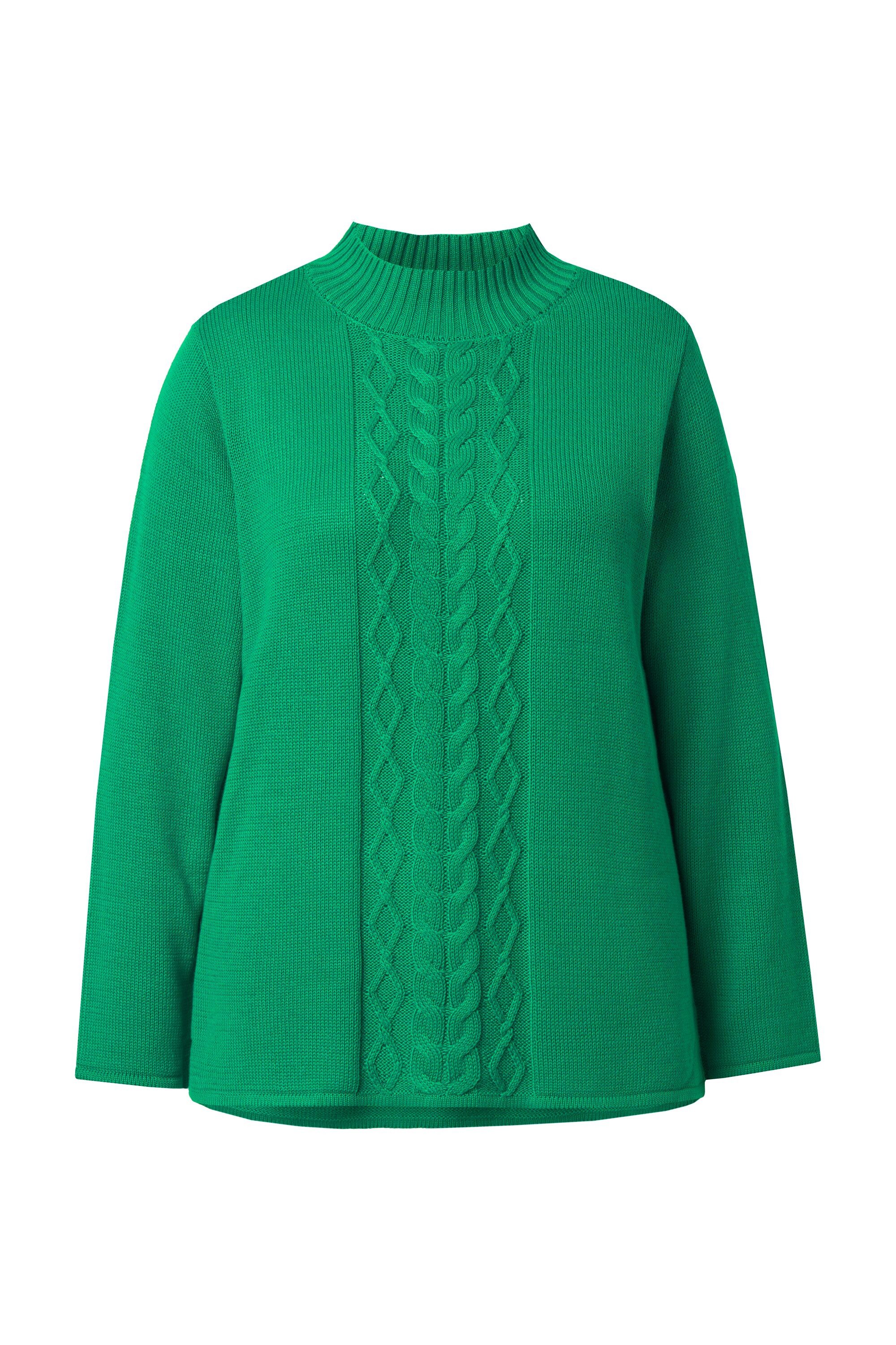 Ulla Popken Strickpullover Pullover Zopfmuster Stehkragen Langarm günstig online kaufen