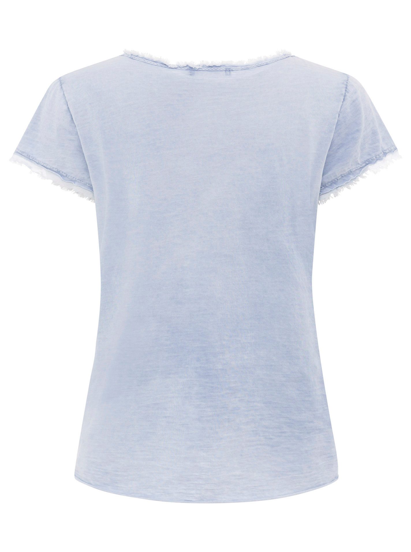 Zwillingsherz T-Shirt "Positive Mind" V-Ausschnitt, Kurzarm, Used-Look, Baumwolle, ausgefranste Kanten – Bild 3 von 3