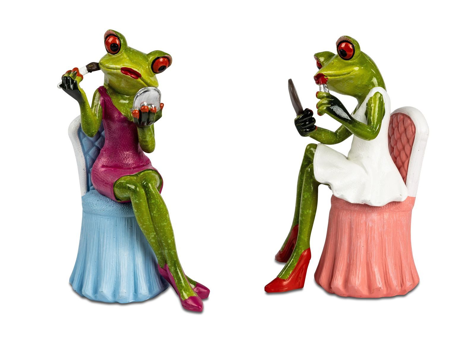 formano Sammelfigur 2er Set Frosch Figuren Beauty auf Stuhl 15cm handbemalt lustige Deko