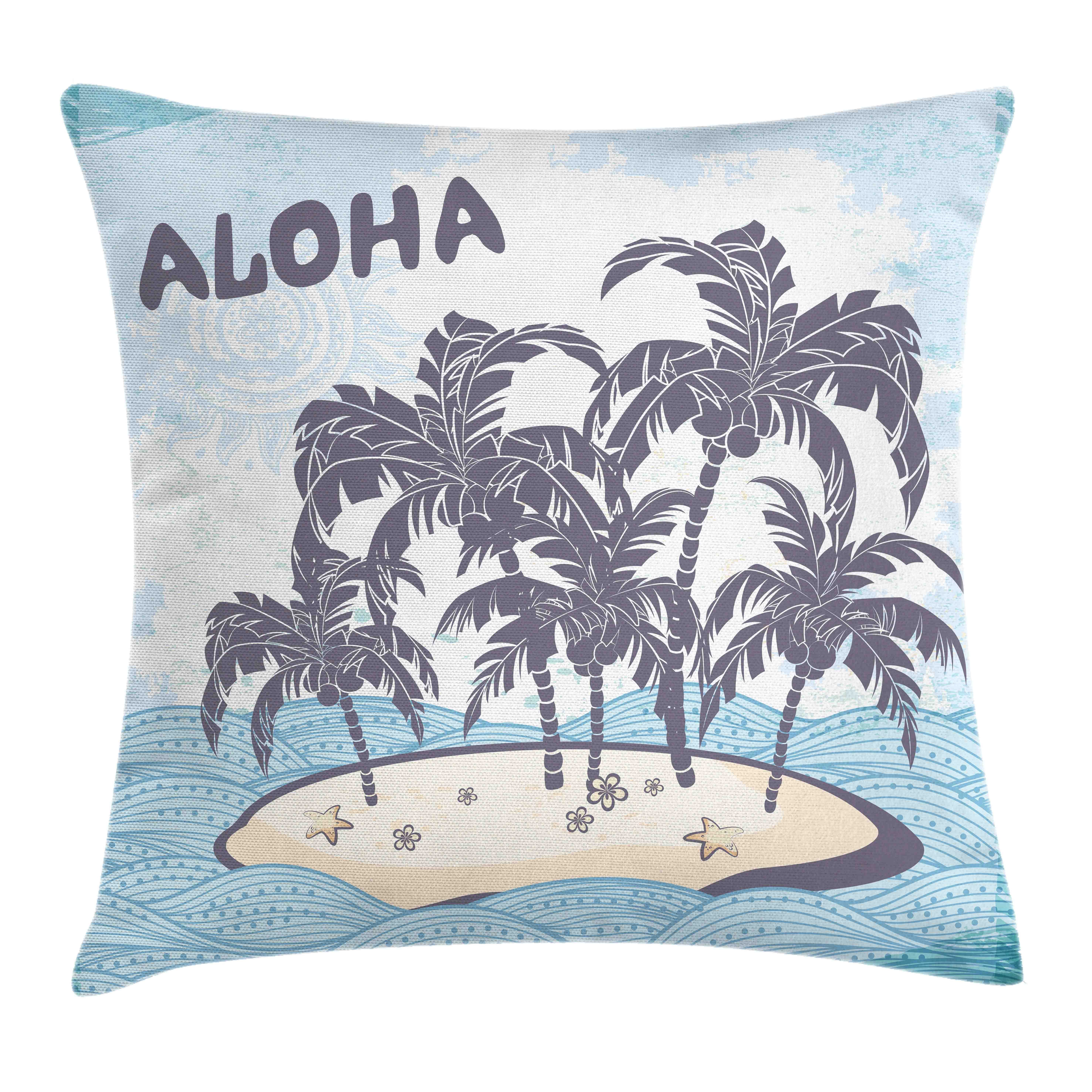 (1 Farbfesten Druck, Reißverschluss mit Abakuhaus Waschbar Klaren Vintage Farben Beidseitiger Stück), Strand Kissenbezüge Kissenhülle mit Hawaii-Insel