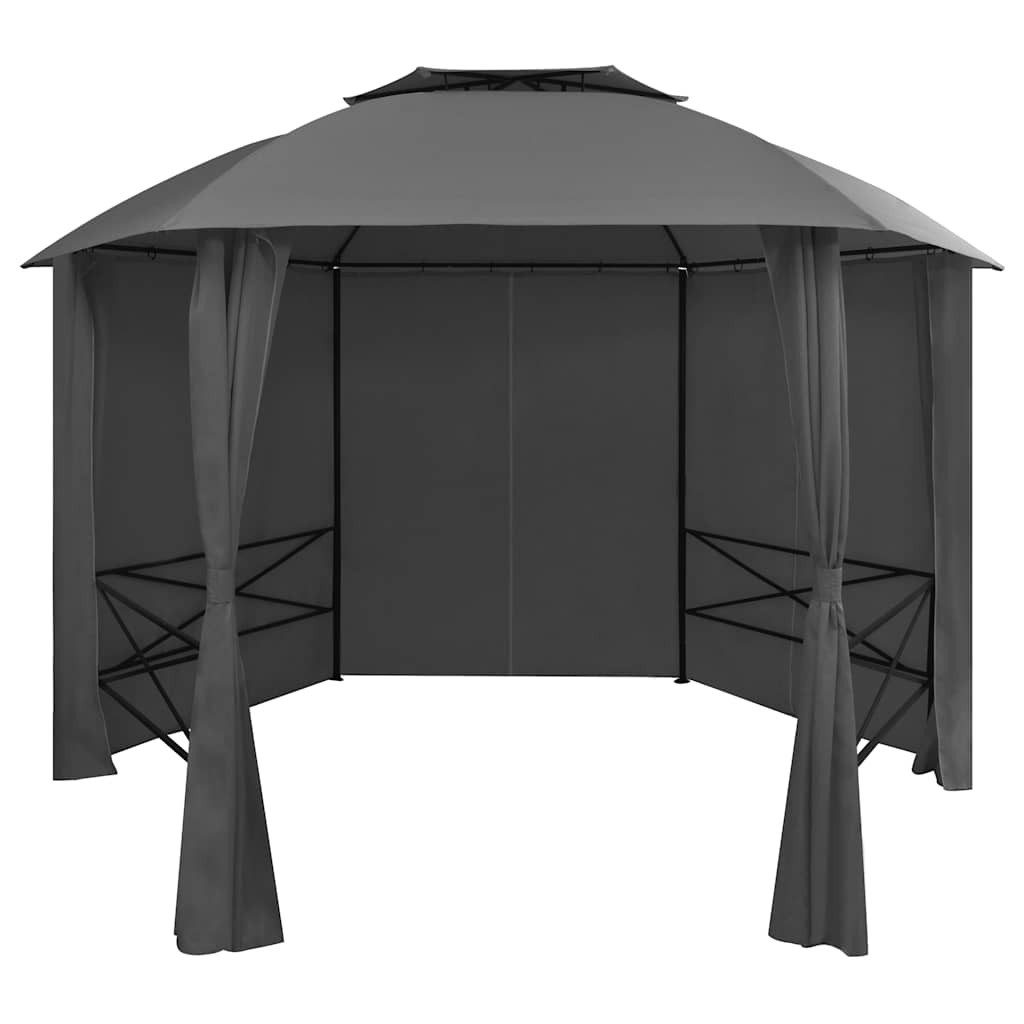 vidaXL Partyzelt Gartenpavillon mit Vorhängen Sechseckig 360x265 cm