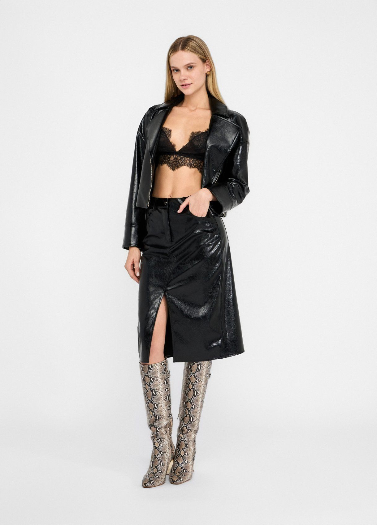 Liu Jo Bikerjacke - Lederjacke für Damen - Lederimitatjacke