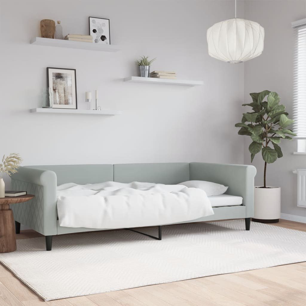 vidaXL Bett Tagesbett Hellgrau 100x200 cm Samt