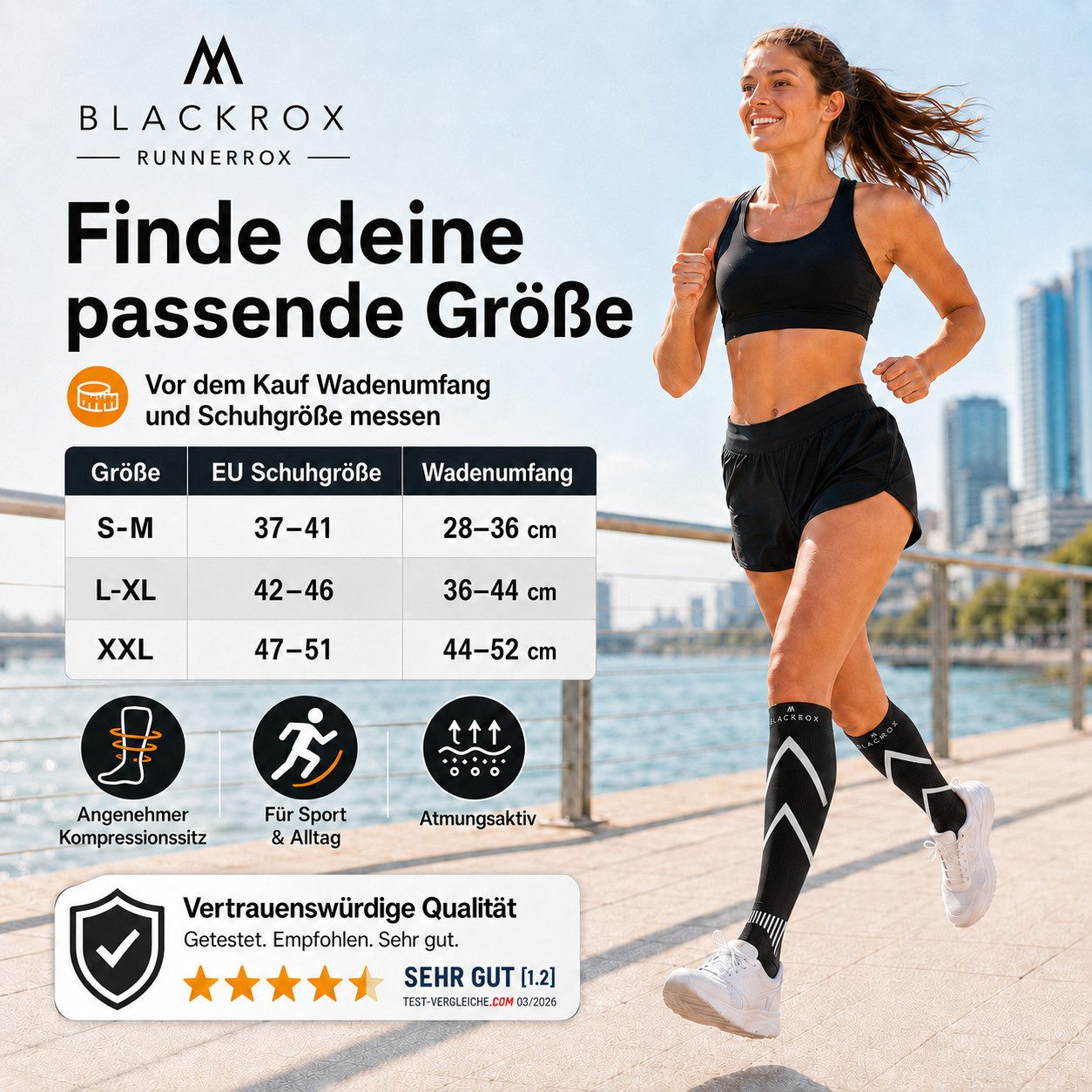 BLACKROX Kompressionsstrümpfe [Vergleichssieger 2026] Astropreform V1, Gr. S-XXL, Damen und Herren – Bild 2 von 5