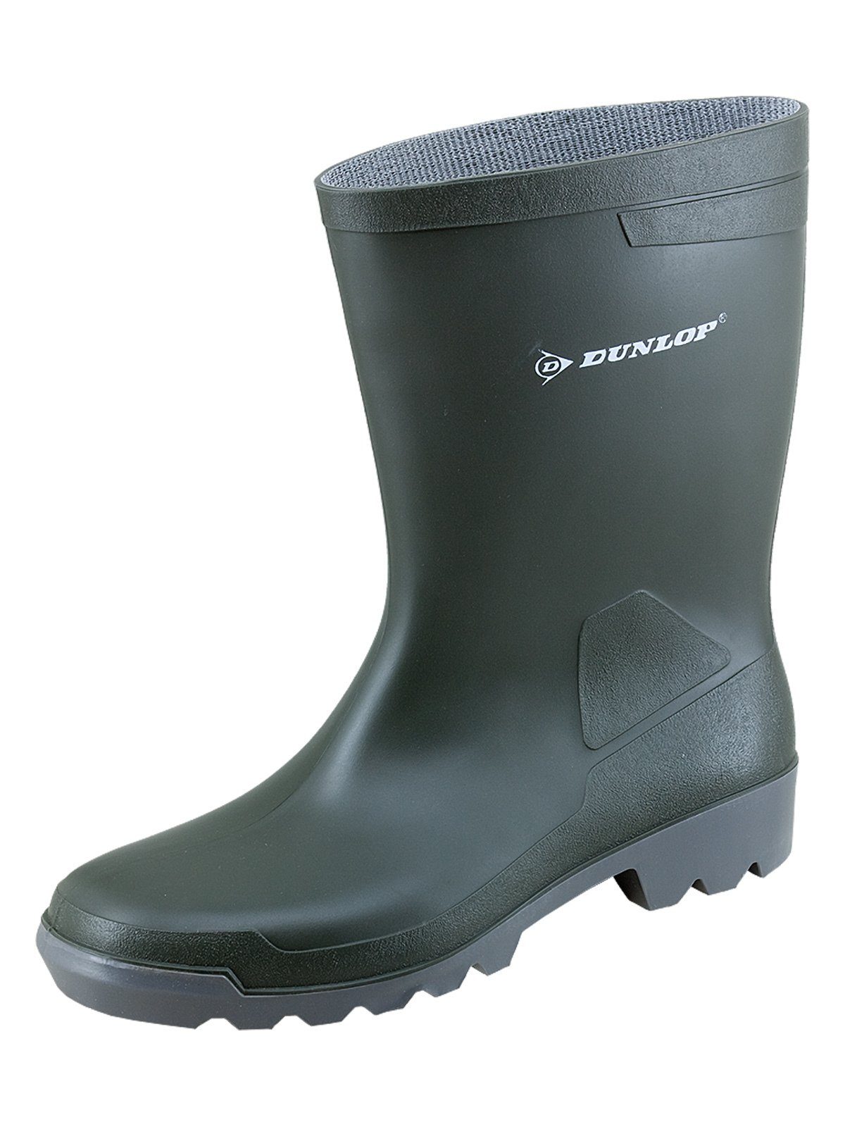 Bottes De Pluie Enfant Dunlop – Genou, PVC étanche – Vert/gris – Semelle Antidérapante – Pour Jardin, Loisirs