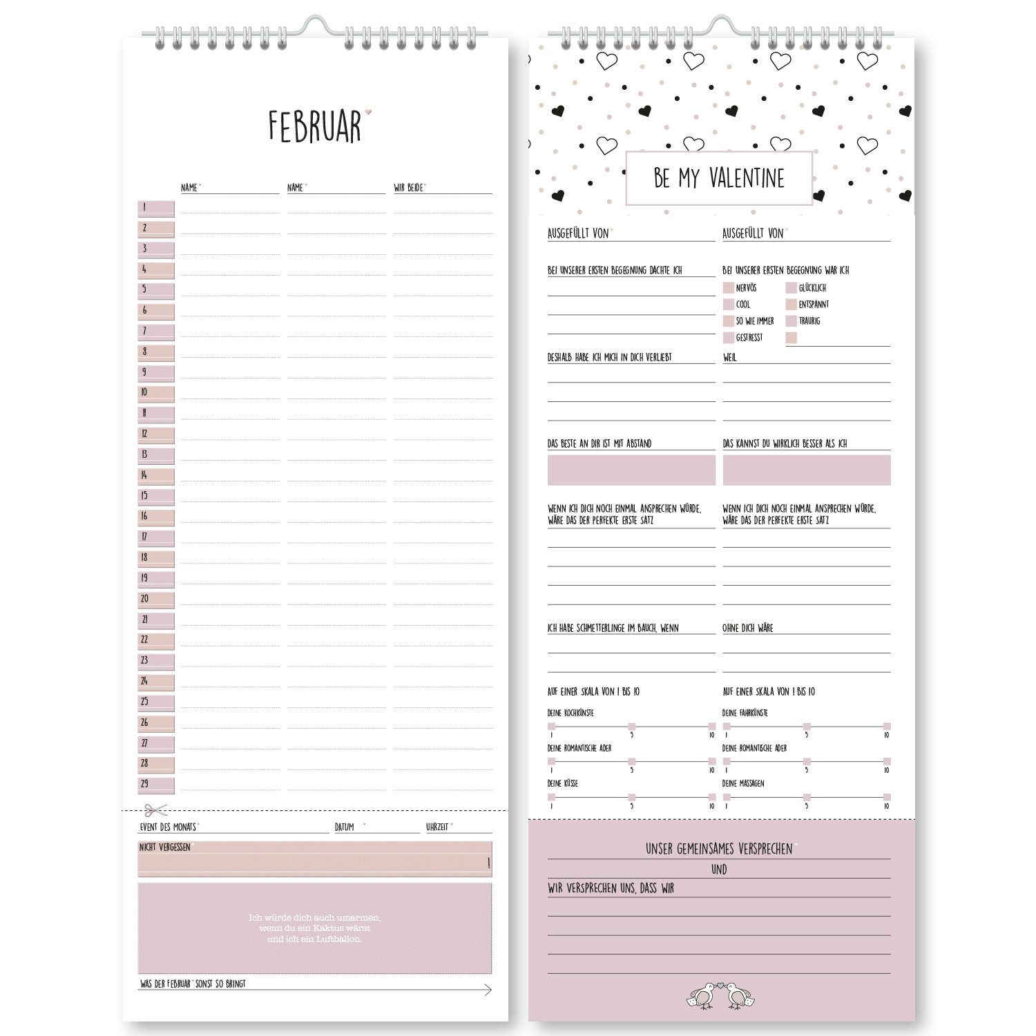 CUPCAKES & KISSES Kalender zum Selbstbasteln Paarkalender ohne festes Jahr