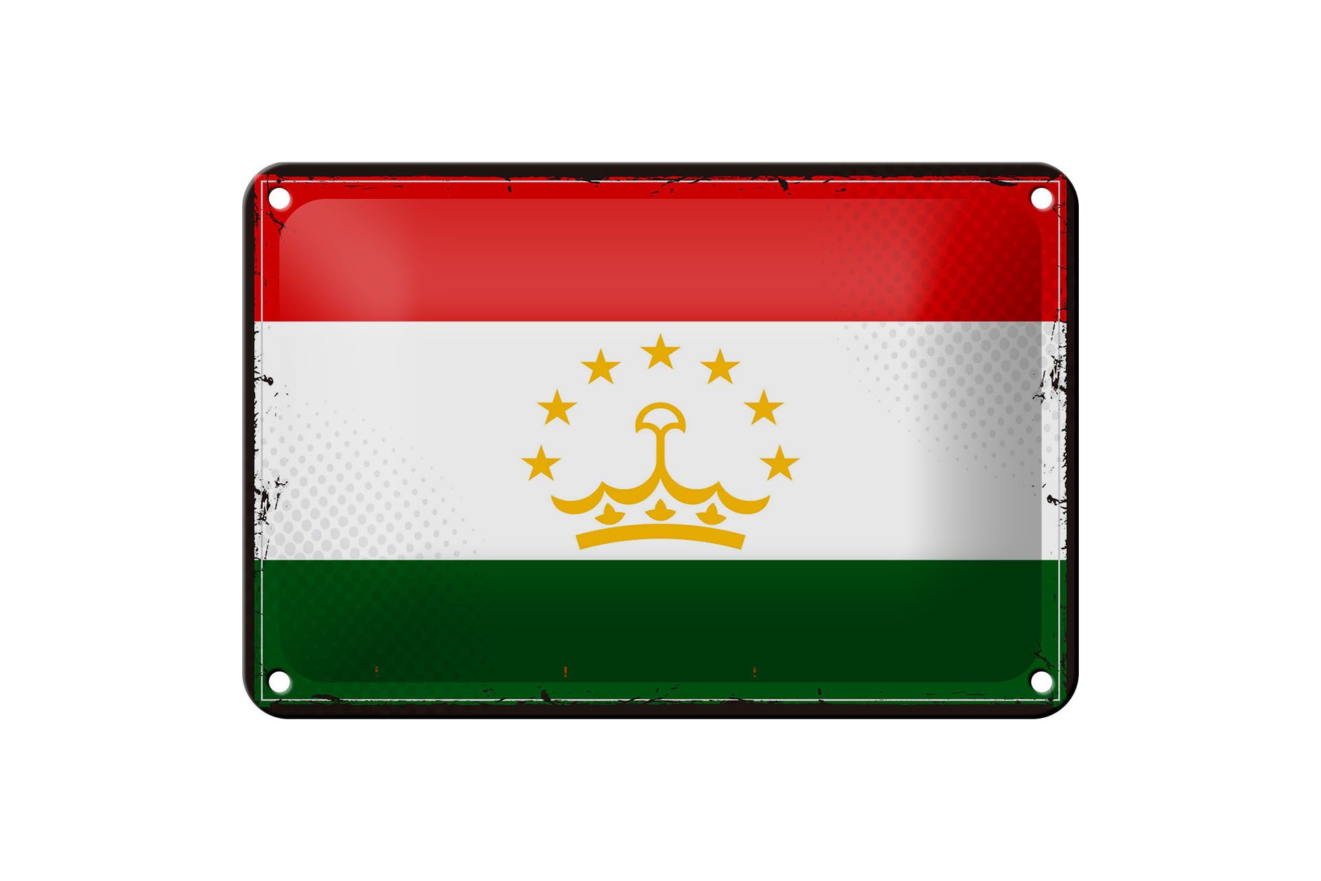 Femer GmbH Metallschild Flagge Tadschikistan 18x12cm Retro Tajikistan, (1 St), gewölbte Oberfläche, abgerundete Ecken, umgeschlagene Kanten