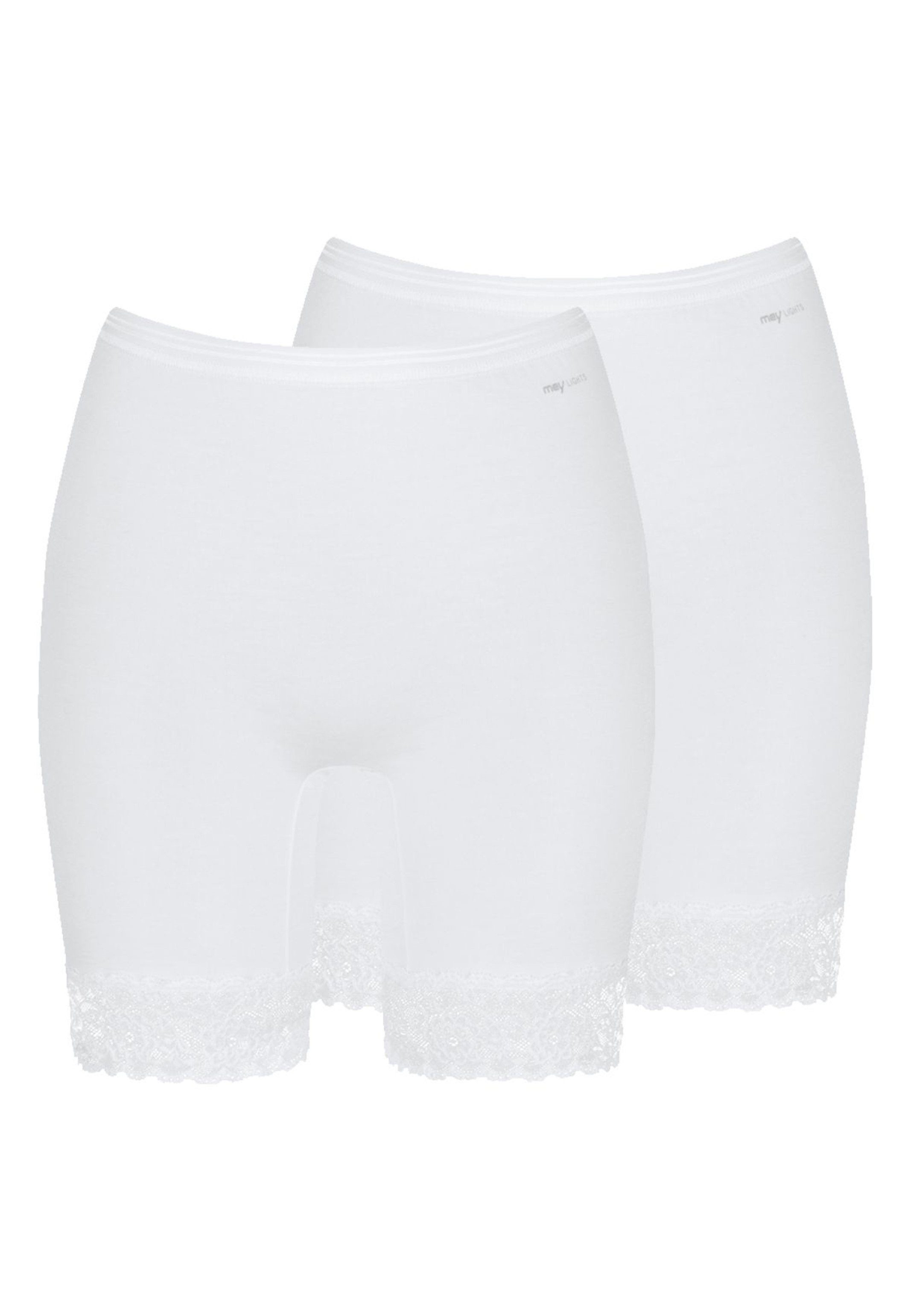 Mey Lange Unterhose 2er Pack Lights (Spar-Set, 2-St) Langbein Schlüpfer - Baumwolle - Ohne auftragende Seitennähte Weiß